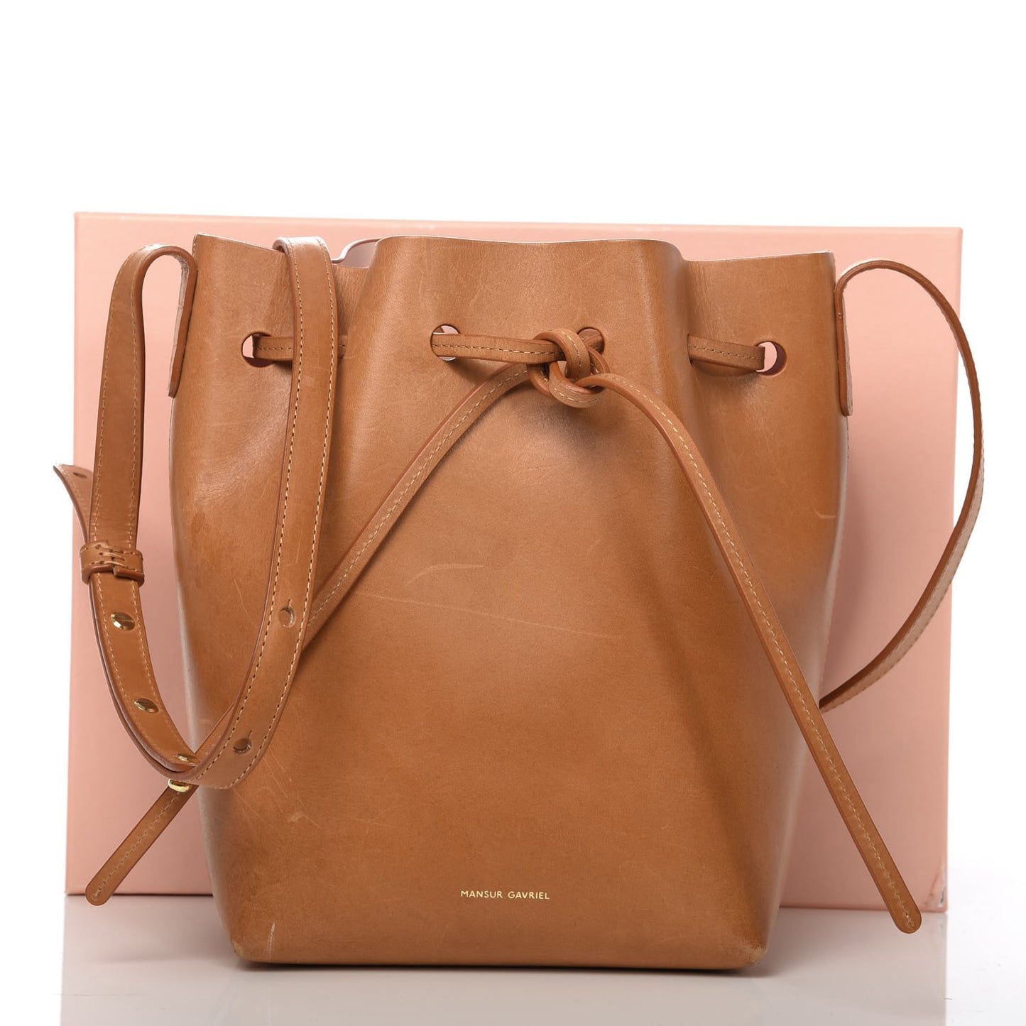 Calfskin Mini Bucket Bag Cammello Rosa
