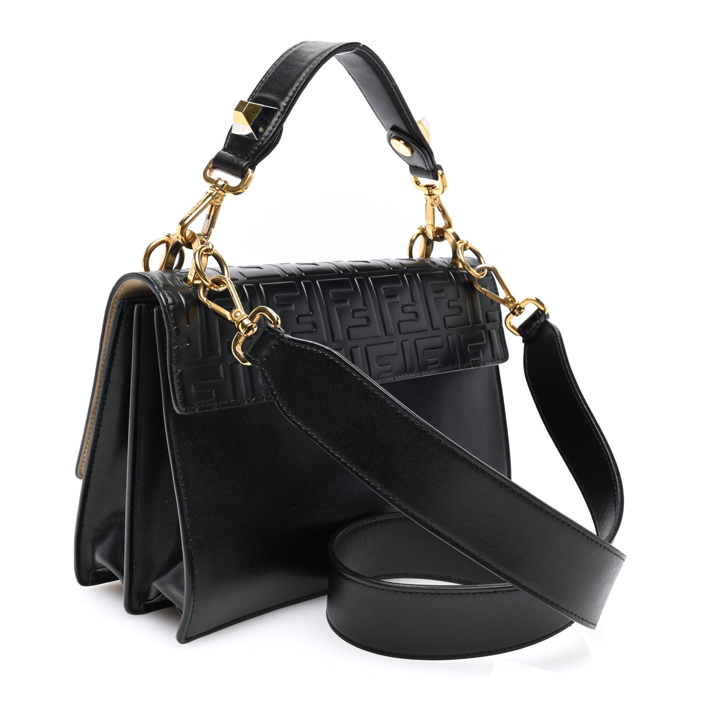 Vitello Liberty FF 1974 Embossed Kan I Shoulder Bag Black