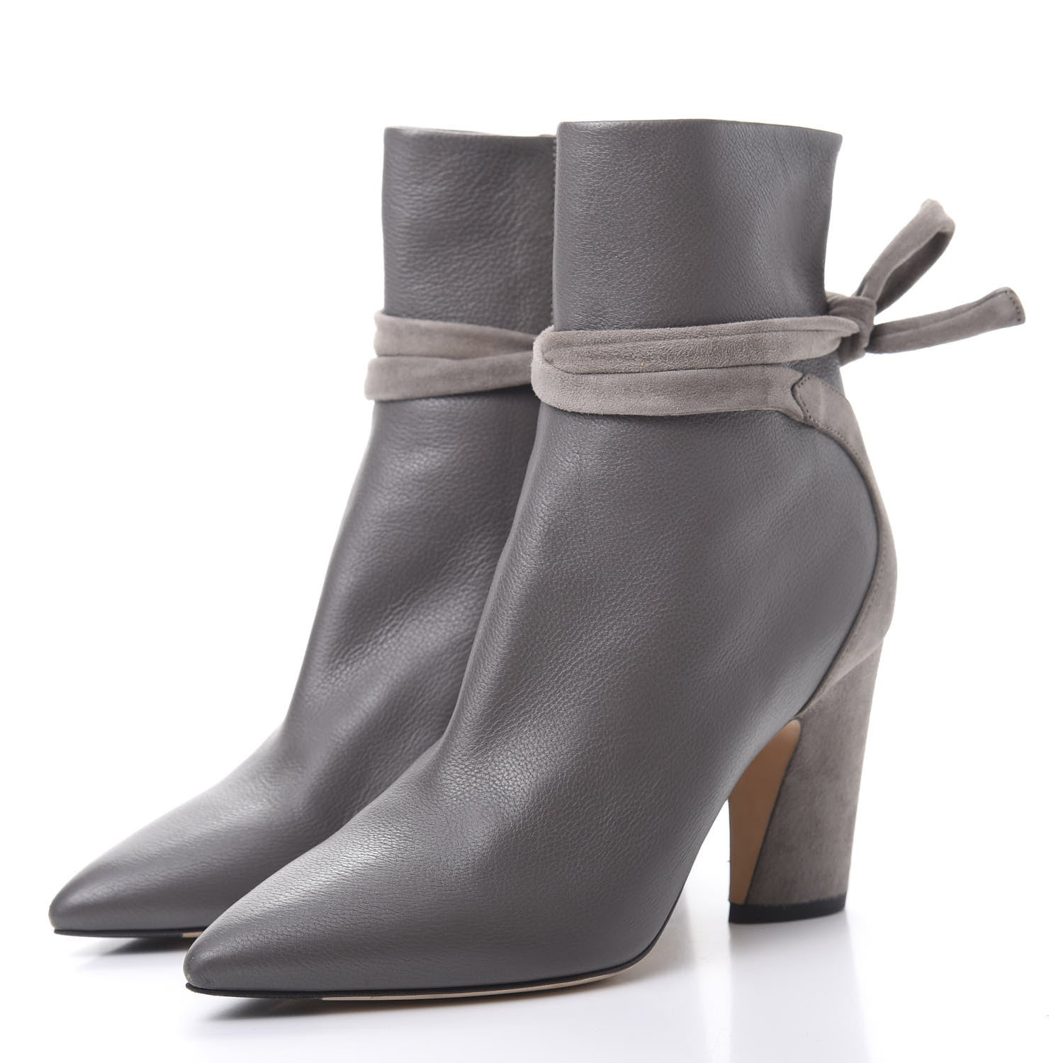 Jimmy Choo Calfskin Suede Henrietta Tie Bootie 36.5 Dark Grey 3 of 10