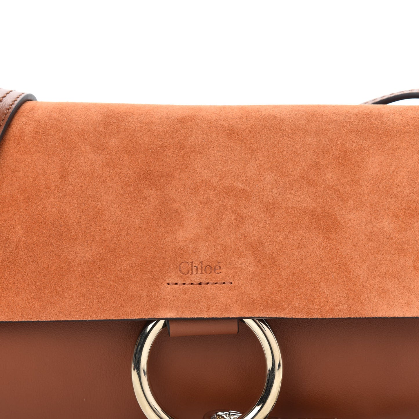 Suede Calfskin Small Faye Shoulder Bag Tobacco
