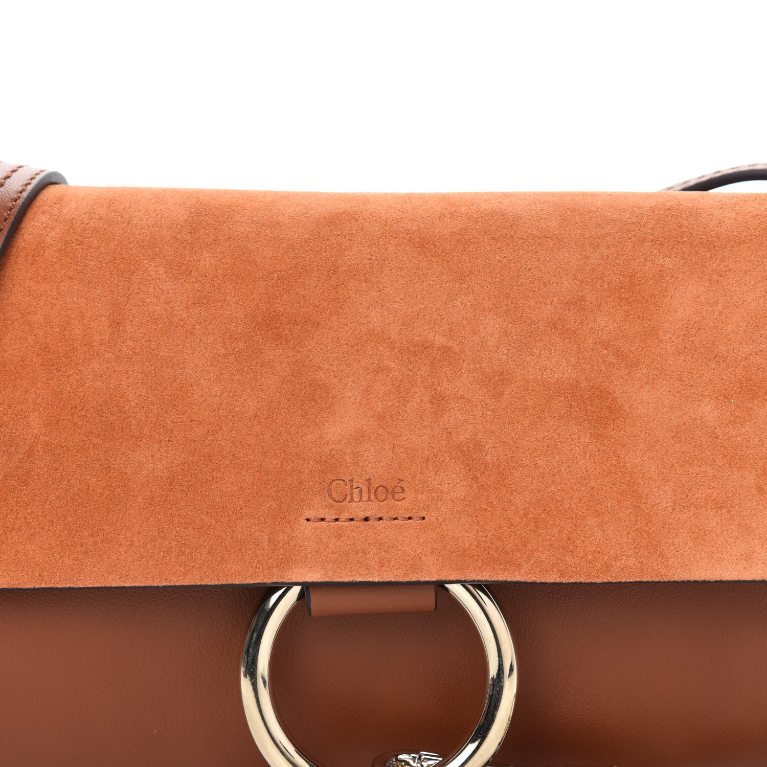 Chloe Suede Calfskin Small Faye Shoulder Bag Tobacco 10 of 10