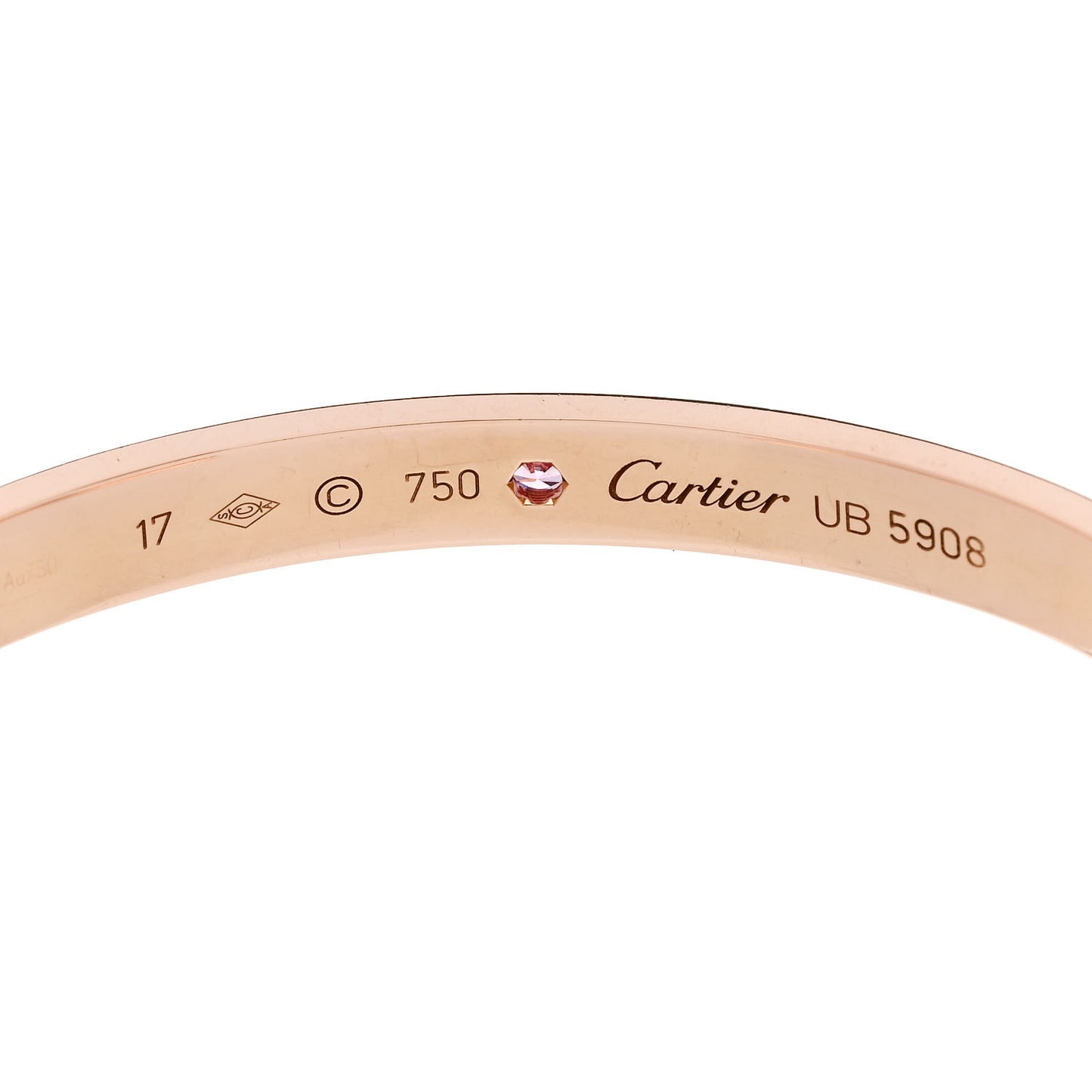 18K Pink Gold Pink Sapphire LOVE Cuff Bracelet 17