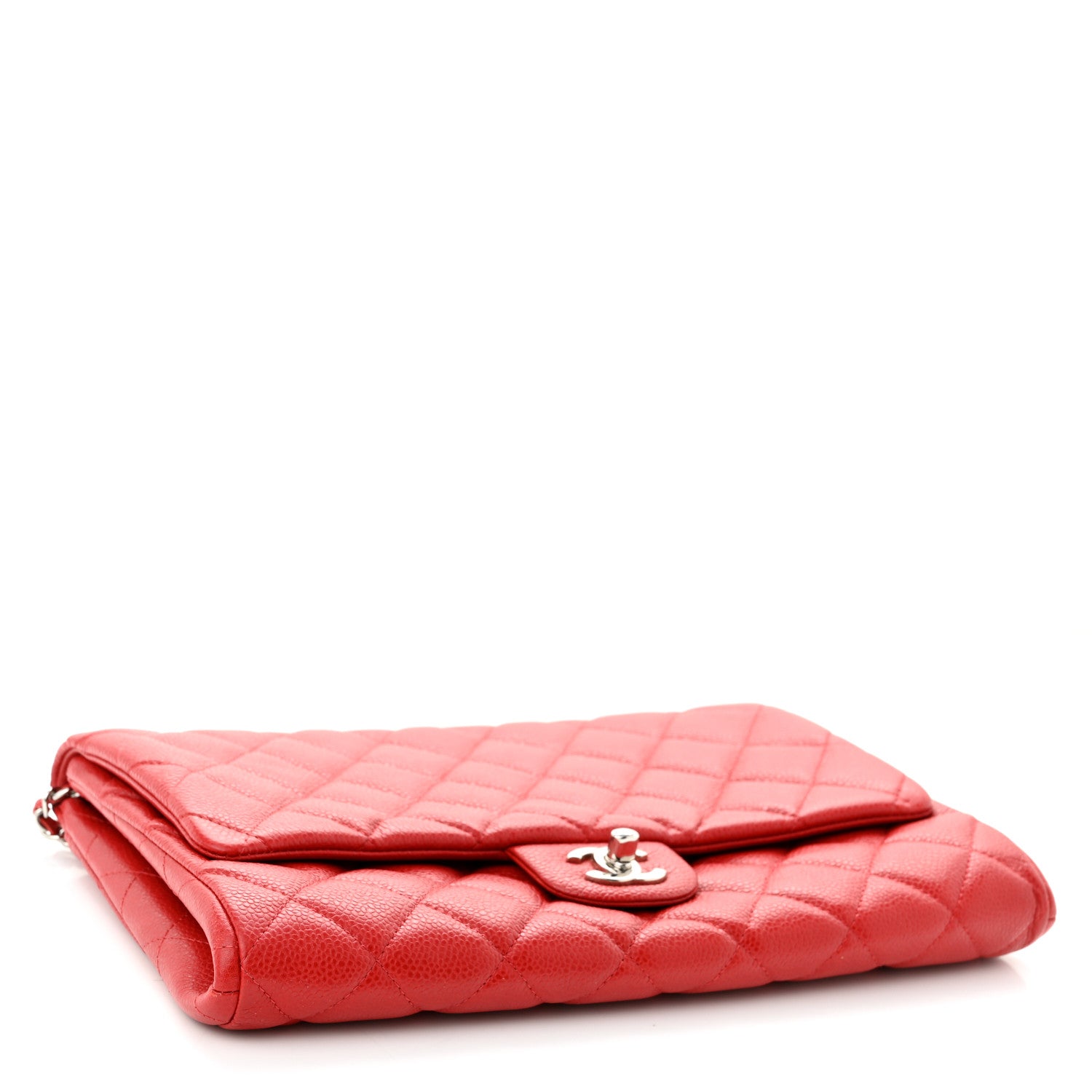 Chanel Caviar Quilted Clutch With Chain Flap Red 4 of 10