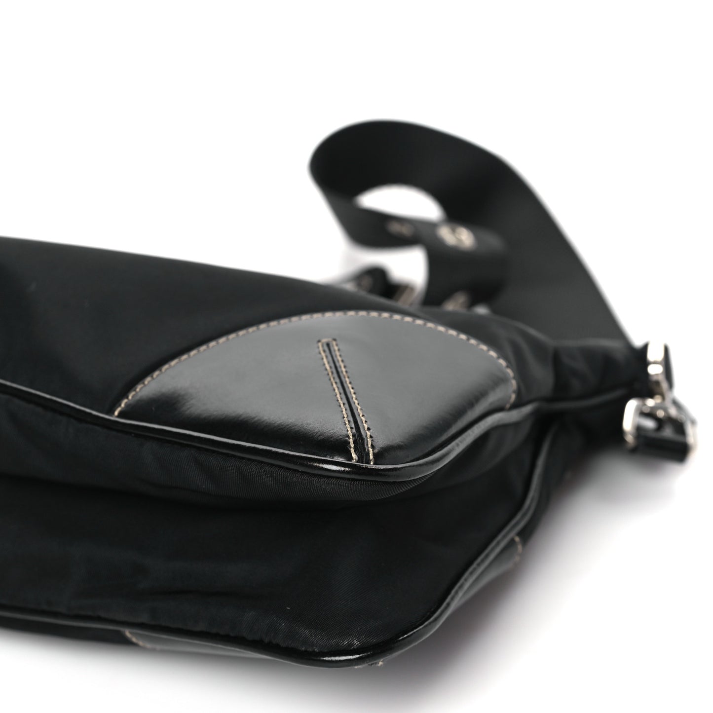 Tessuto Light Nylon Soft Calf Shoulder Bag Black