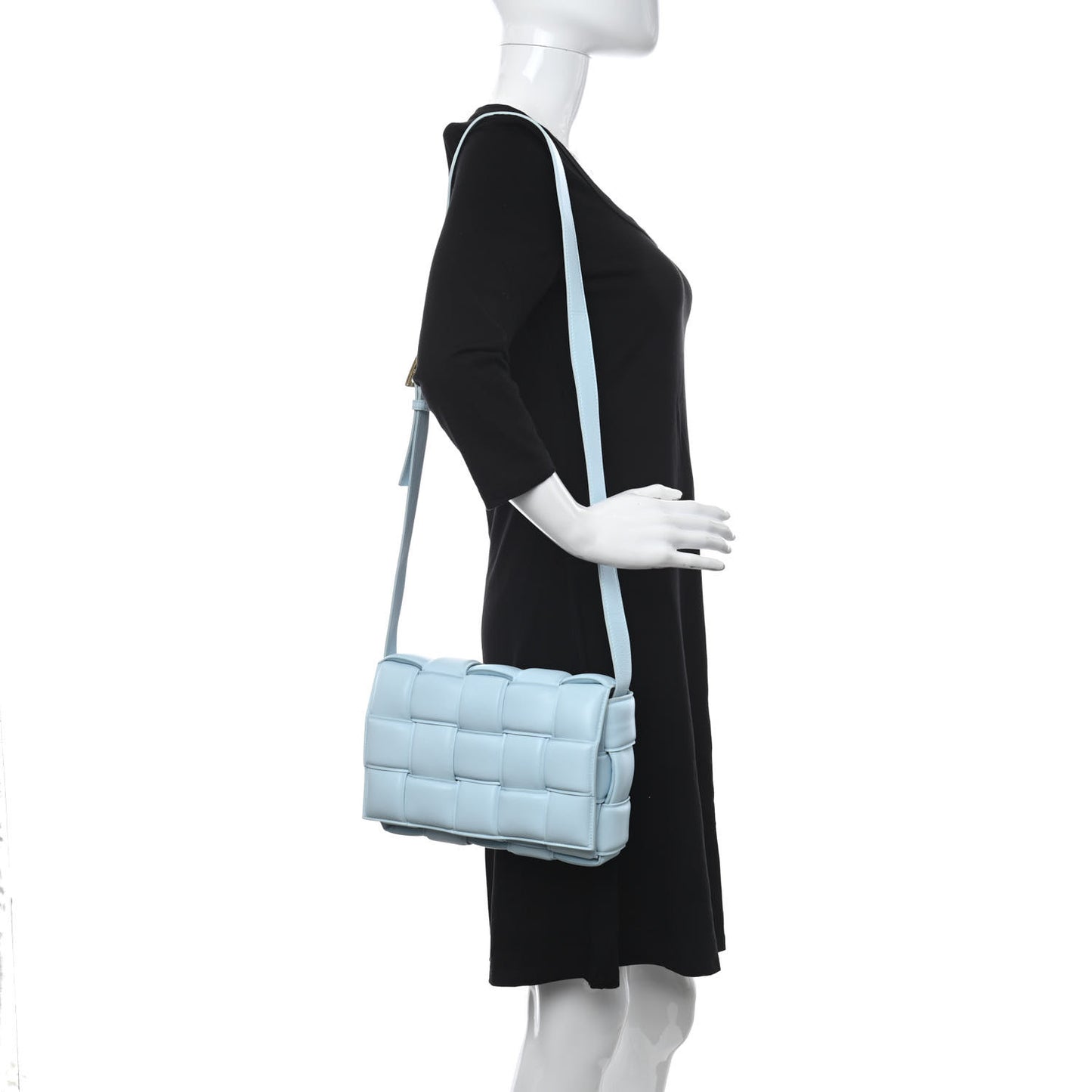 Nappa Maxi Intreccio Padded Cassette Crossbody Bag Ice