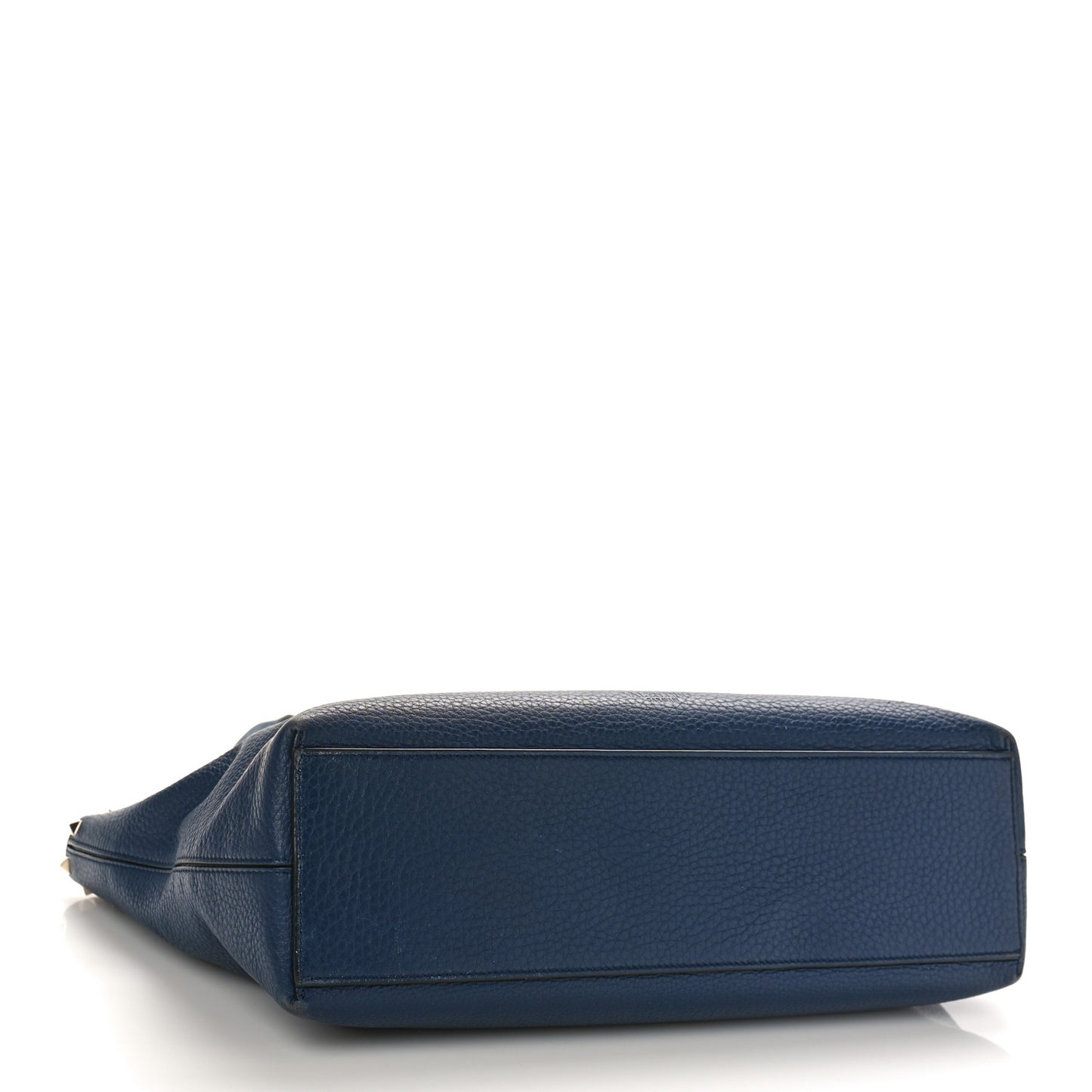 Grained Calfskin Small Rockstud Shoulder Tote Marine