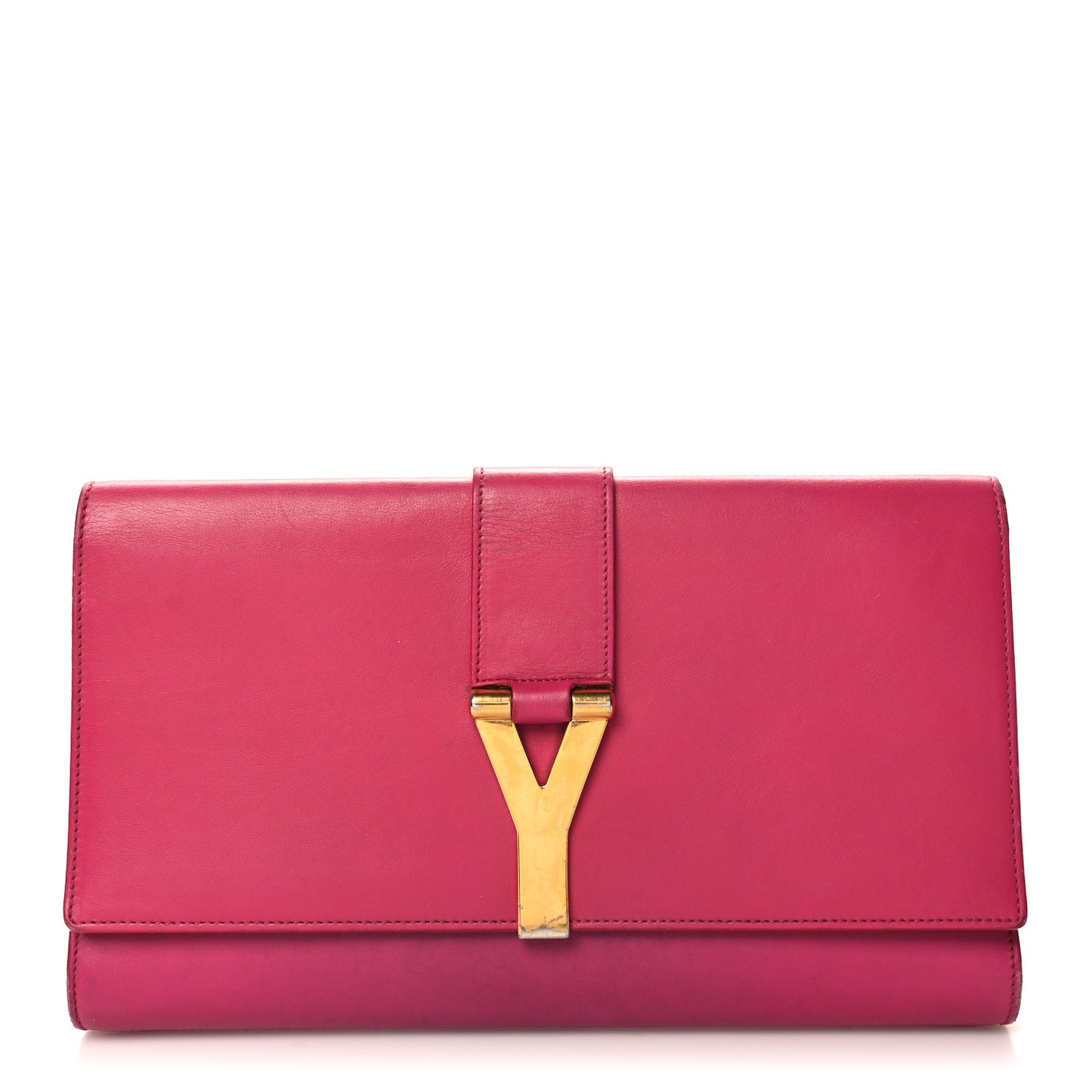 Calfskin Classic Y Ligne Clutch Fuchsia