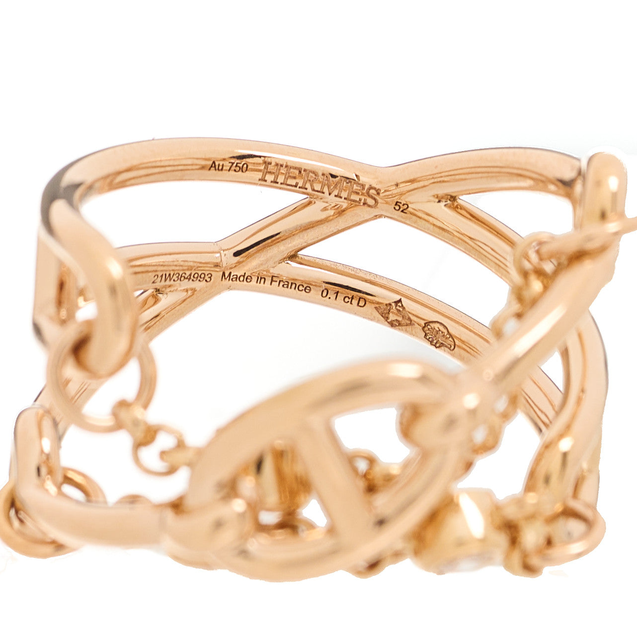 18K Rose Gold Diamond MM Chaine d'Ancre Chaos Ring 52 6