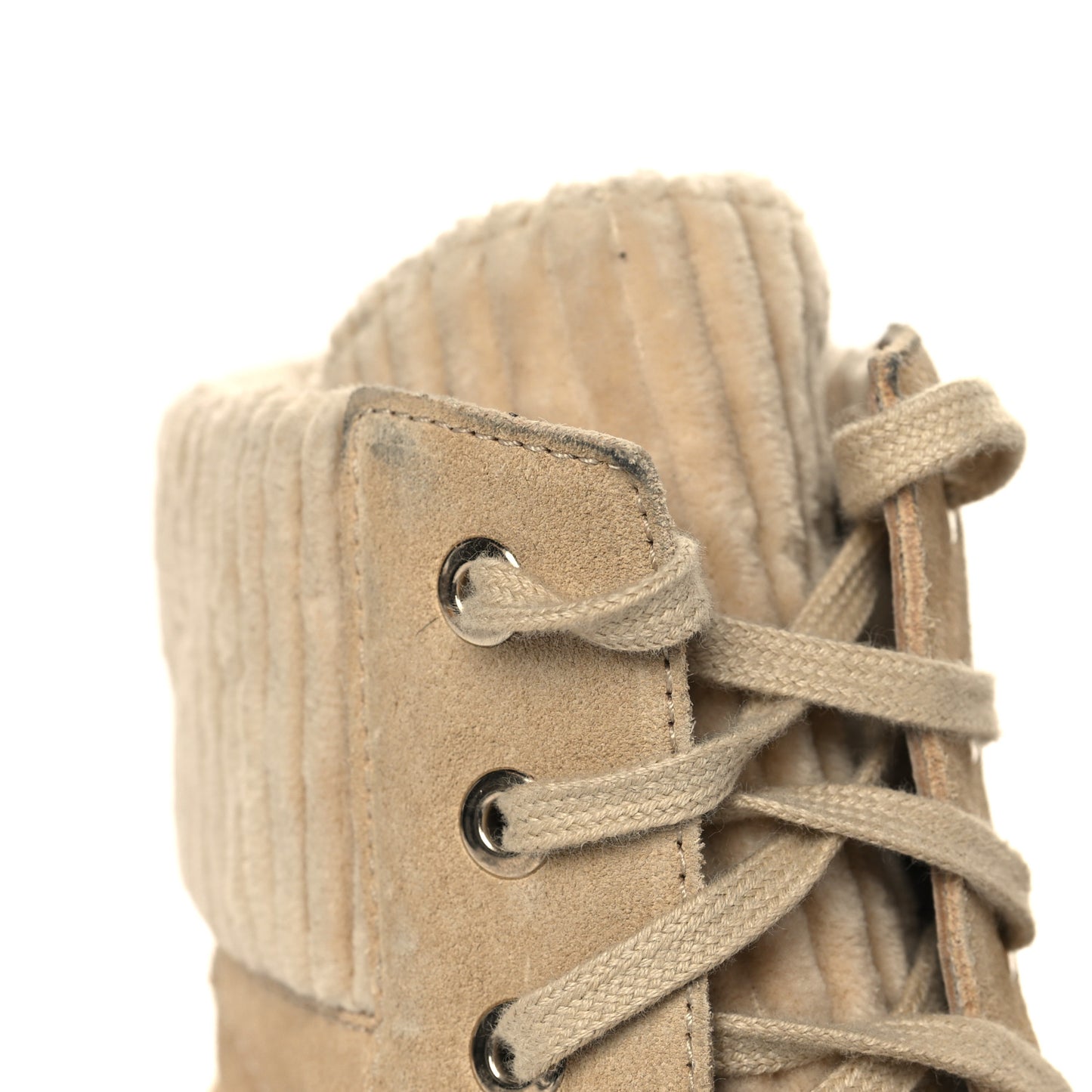 Suede Calfskin Velvet Quilted CC Combat Boots 41 Beige Black