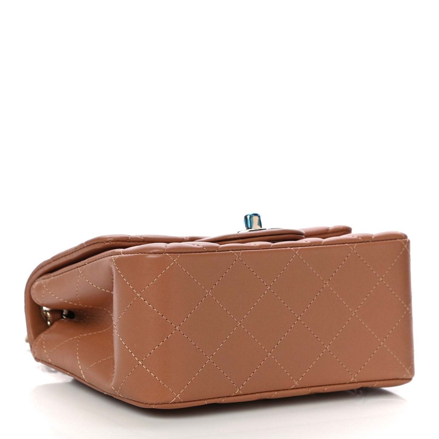 Lambskin Quilted Mini Square Flap Brown