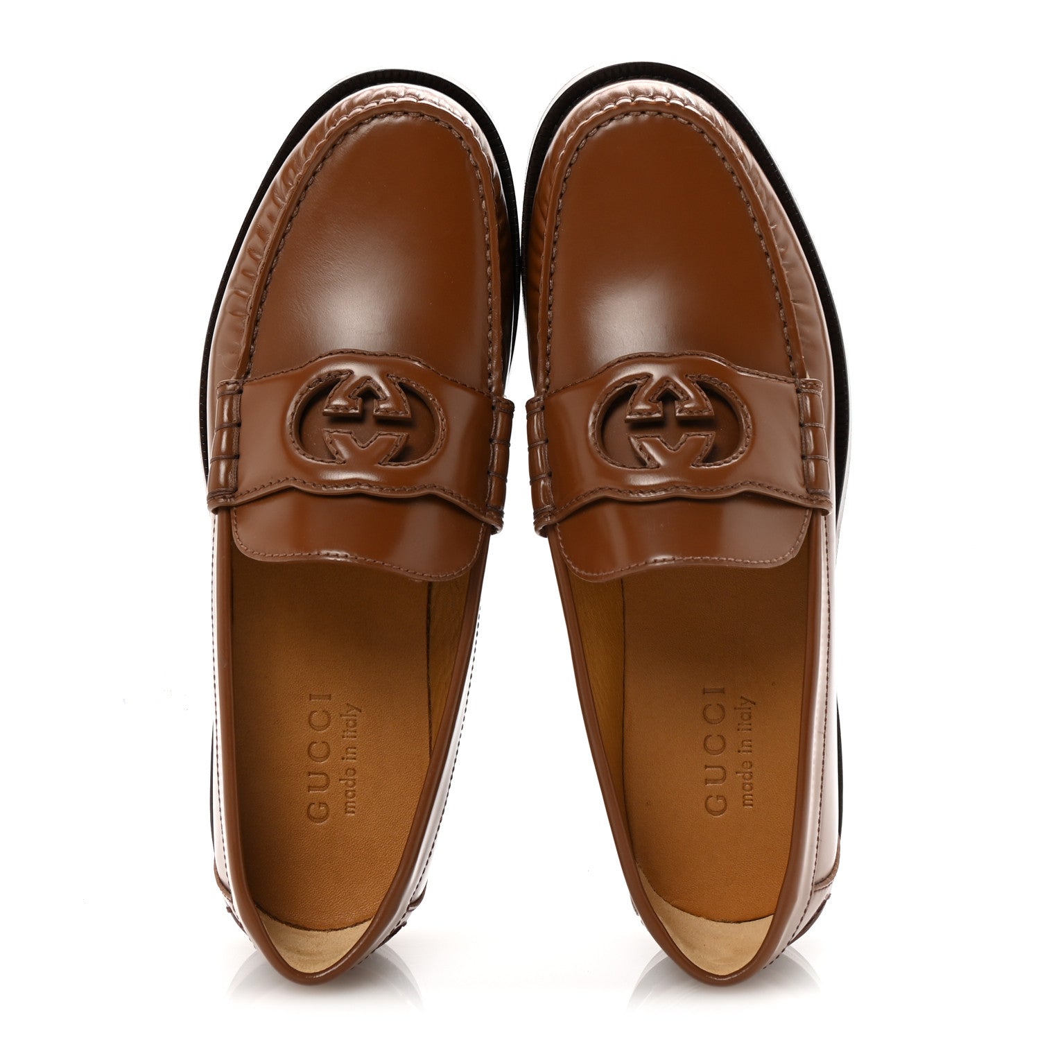 Gucci Calfskin Mens Interlocking G Millennial Ribot Loafers 7.5 Cuir 2 of 10