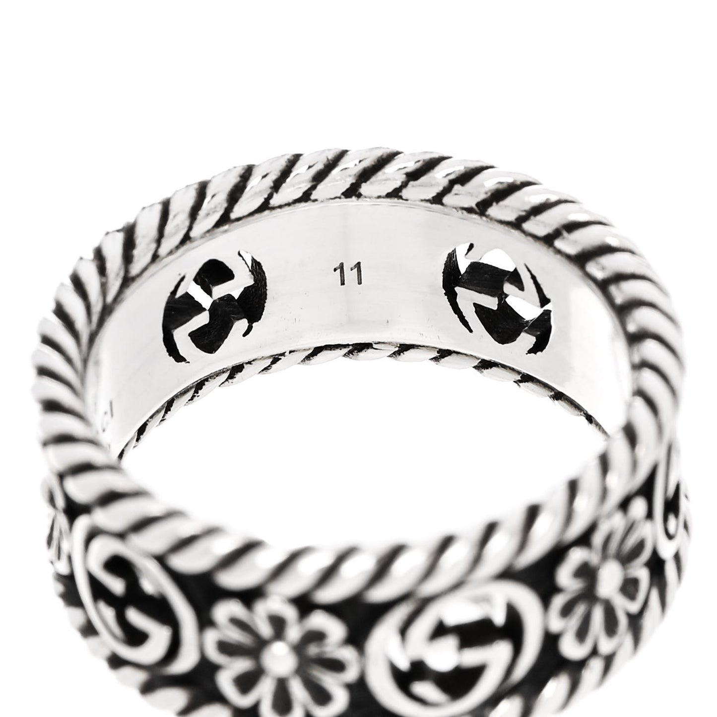 Sterling Silver Interlocking G Flower Ring 50 5.25