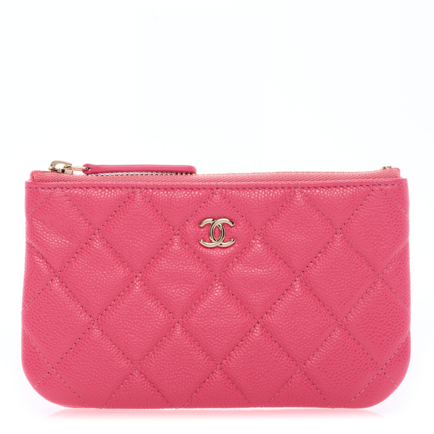 Caviar Quilted Small Cosmetic Case Pink