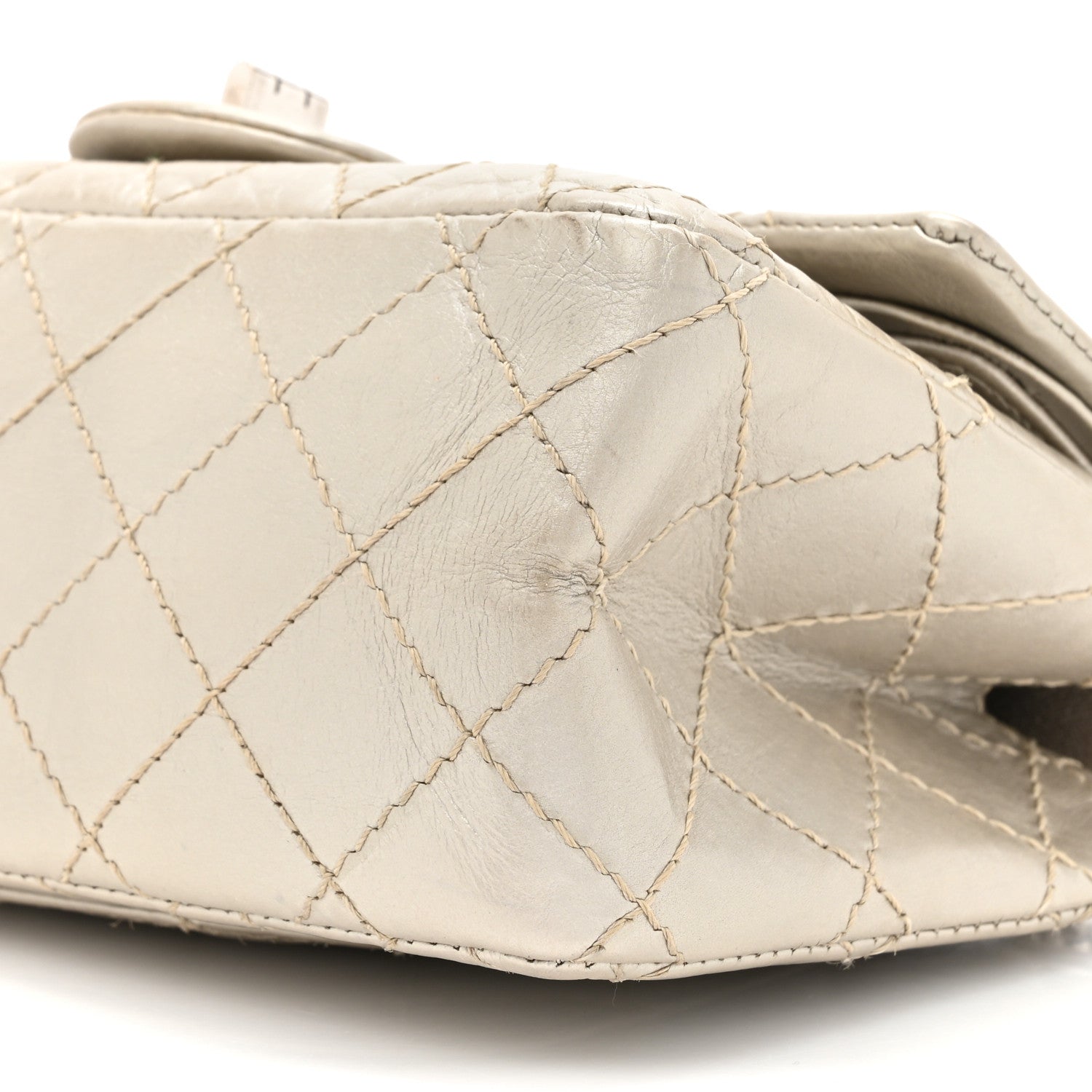 Chanel Metallic Aged Calfskin Quilted 2.55 Reissue Mini Flap Light Gold 9 of 16