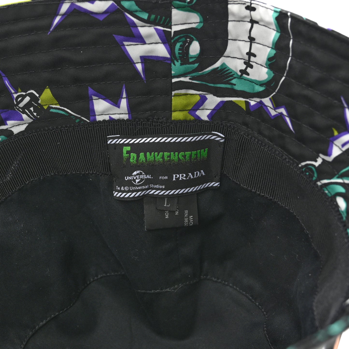 X UNIVERSAL STUDIOS Nylon Frankenstein Print Bucket Hat L Black
