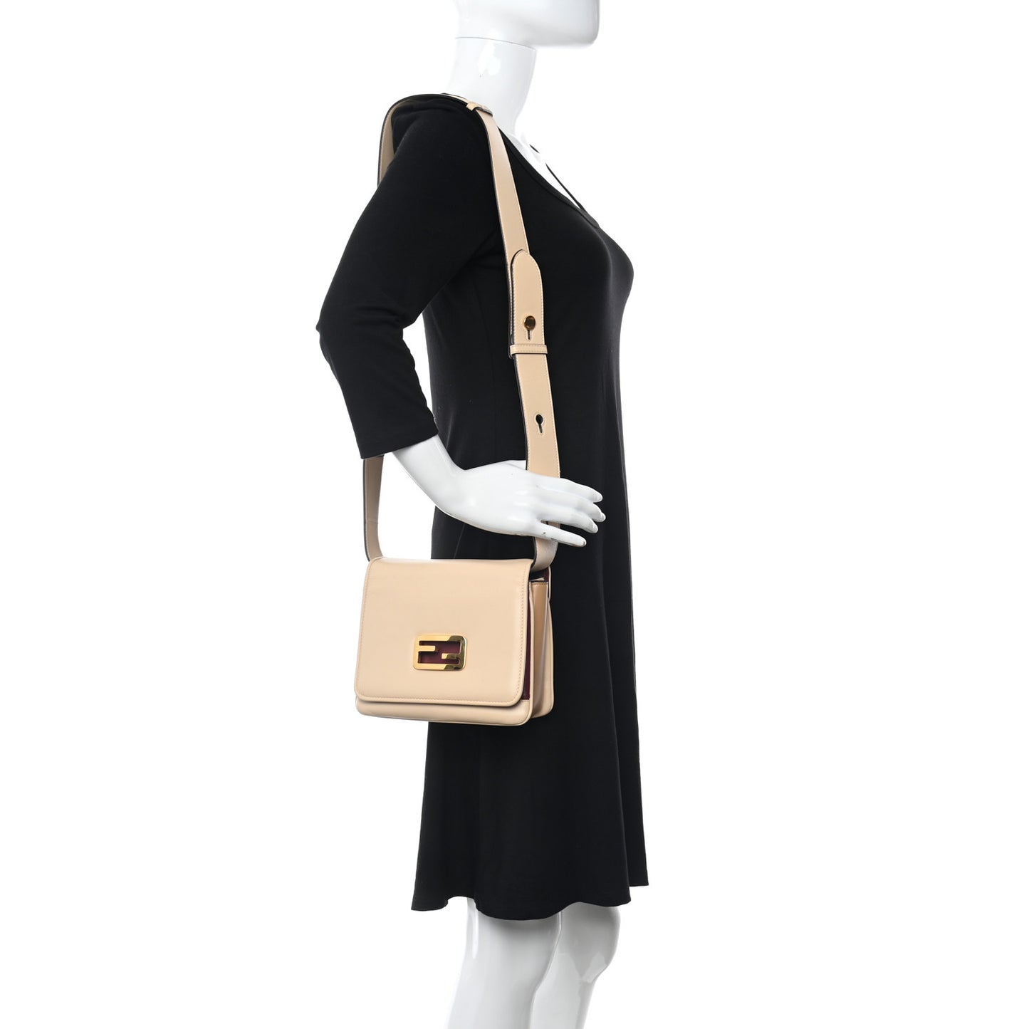 Shiny Nappa Small ID Shoulder Bag Papiro Rosso Scuro Miele Scuro