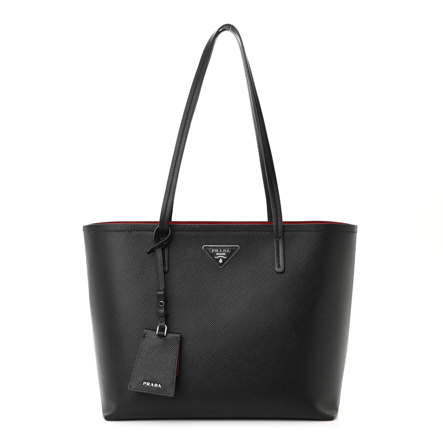 Prada Saffiano Cuir Shopping Tote Black Fuoco 3 of 17