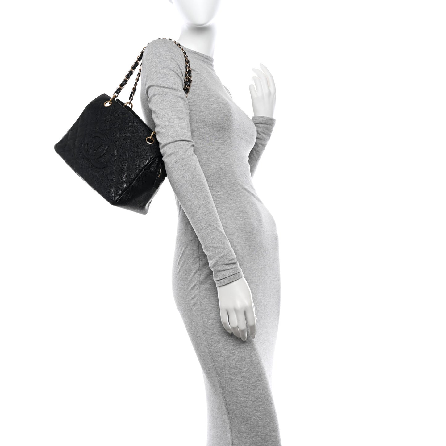 Caviar Quilted Petit Timeless Tote PTT Black