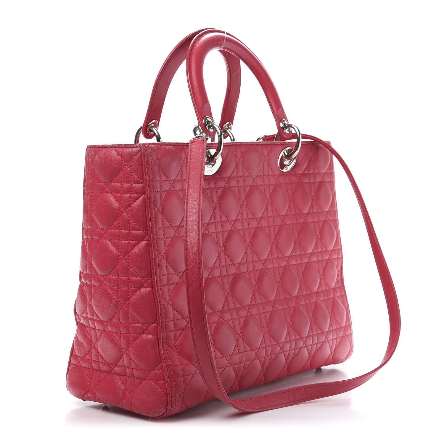 Christian Dior Lambskin Cannage Large Lady Dior Fuchsia 4 of 25