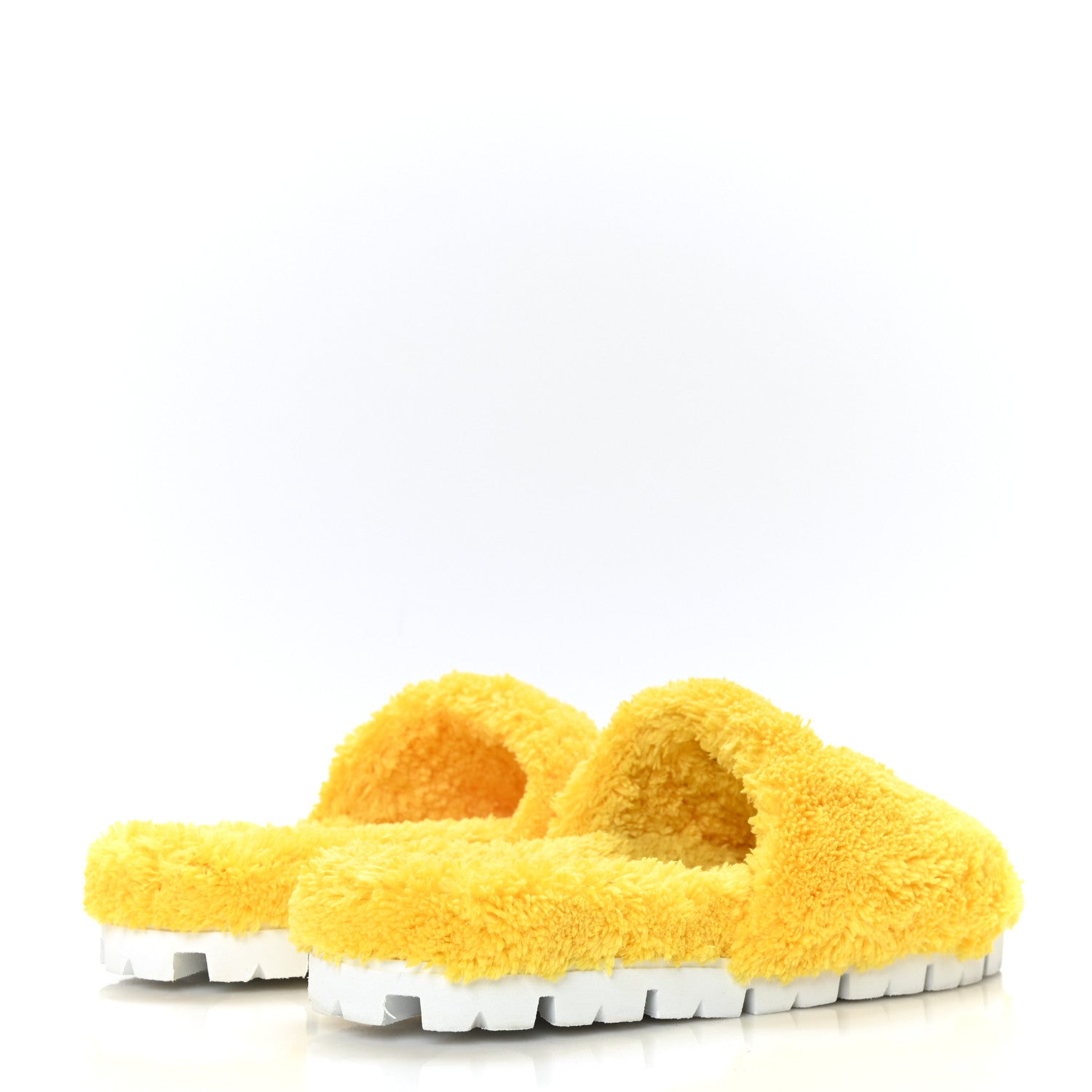 Prada Terry Cloth Logo Lug Sole 20mm Slide Sandals 38 Giallo Black 4 of 8