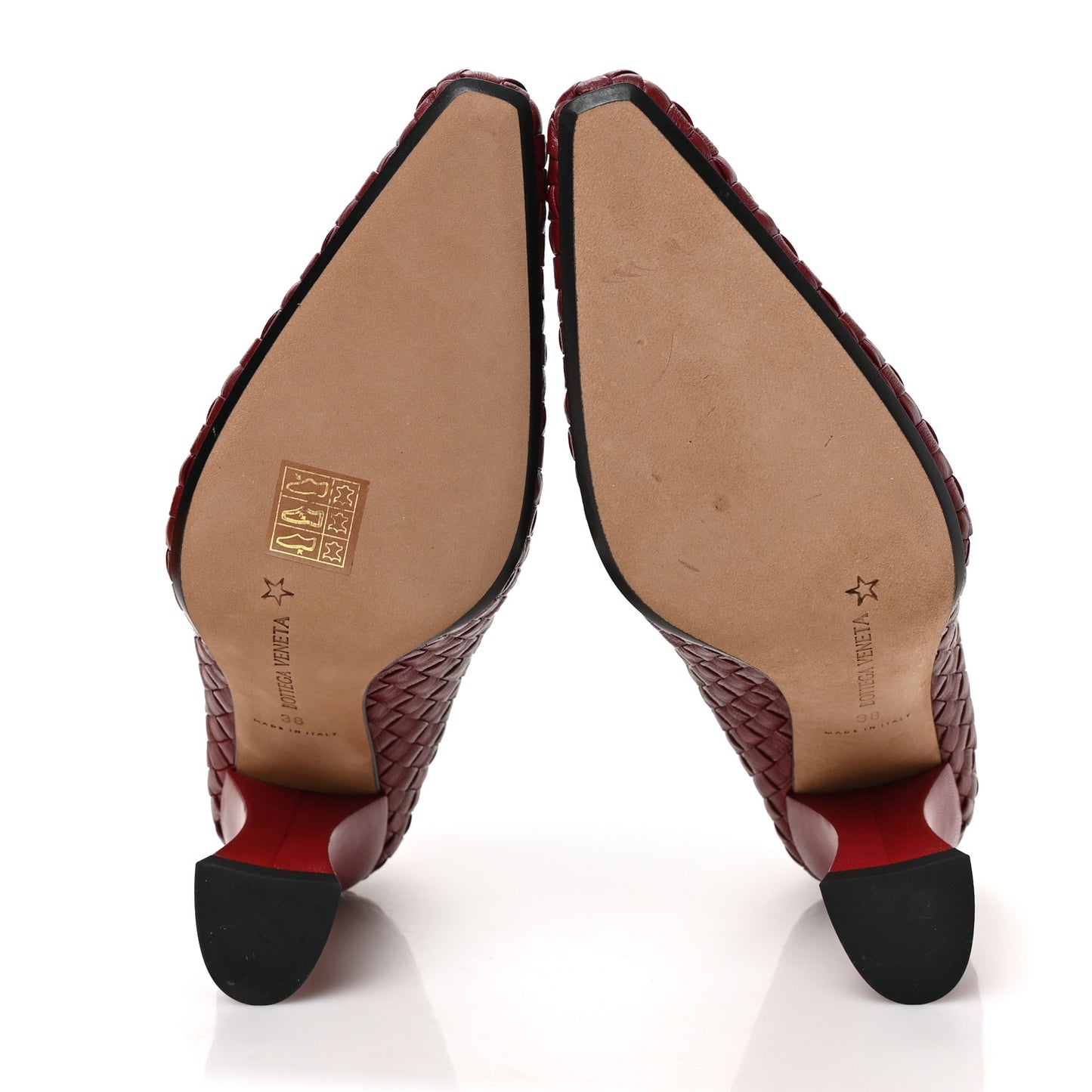 Nappa Intrecciato Almond 75mm Pumps 38 Burgundy