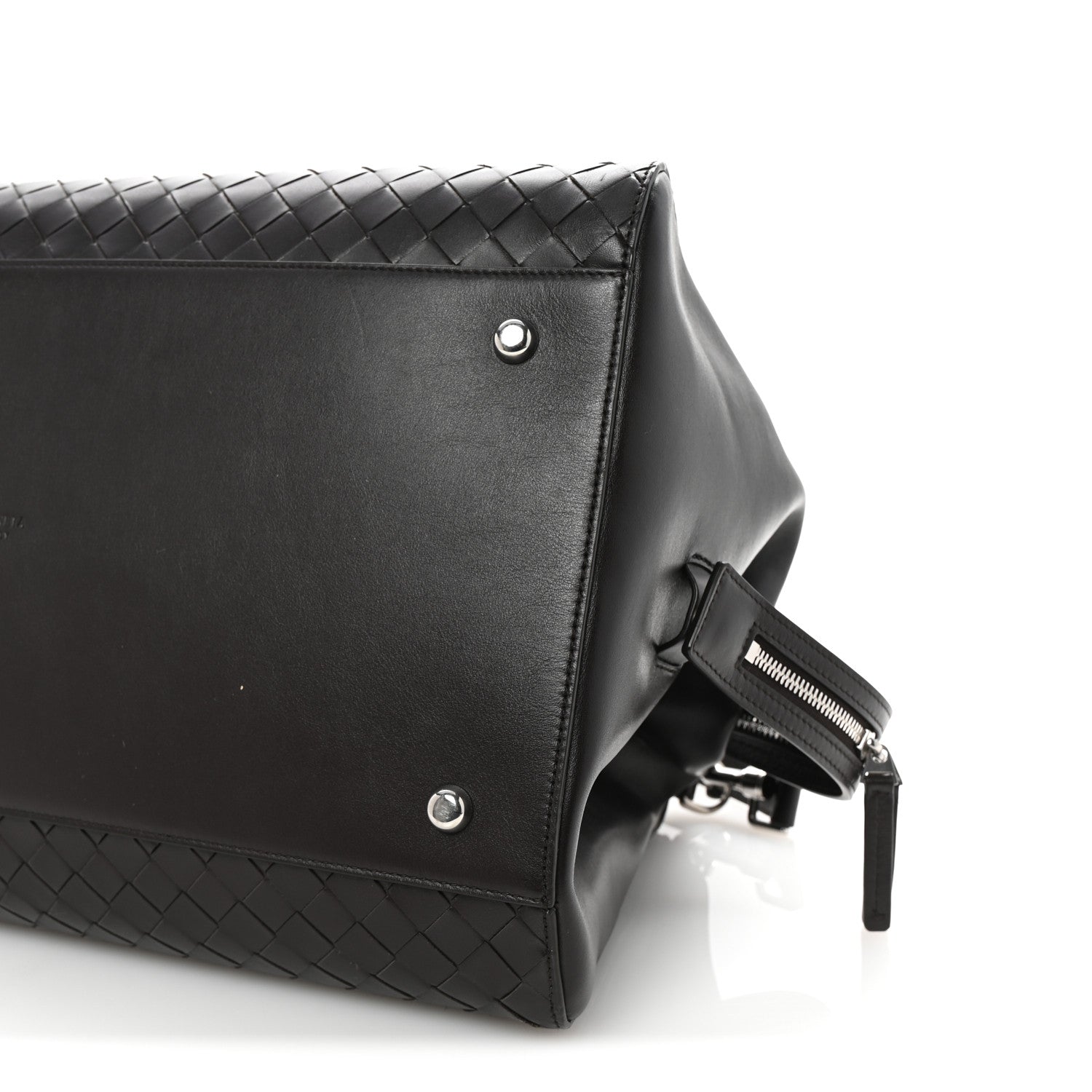 Bottega Veneta Nappa Intrecciato Zip Tape Weekender Bag Fondente 8 of 8