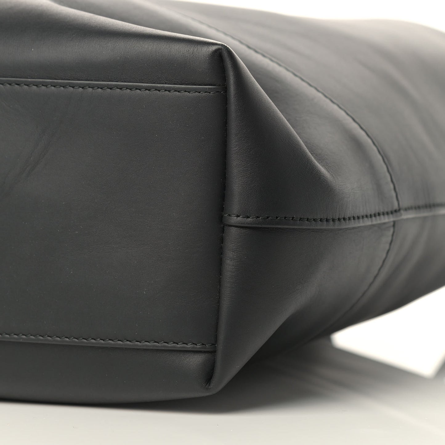 Smooth Matte Calfskin Bucket Bag Black