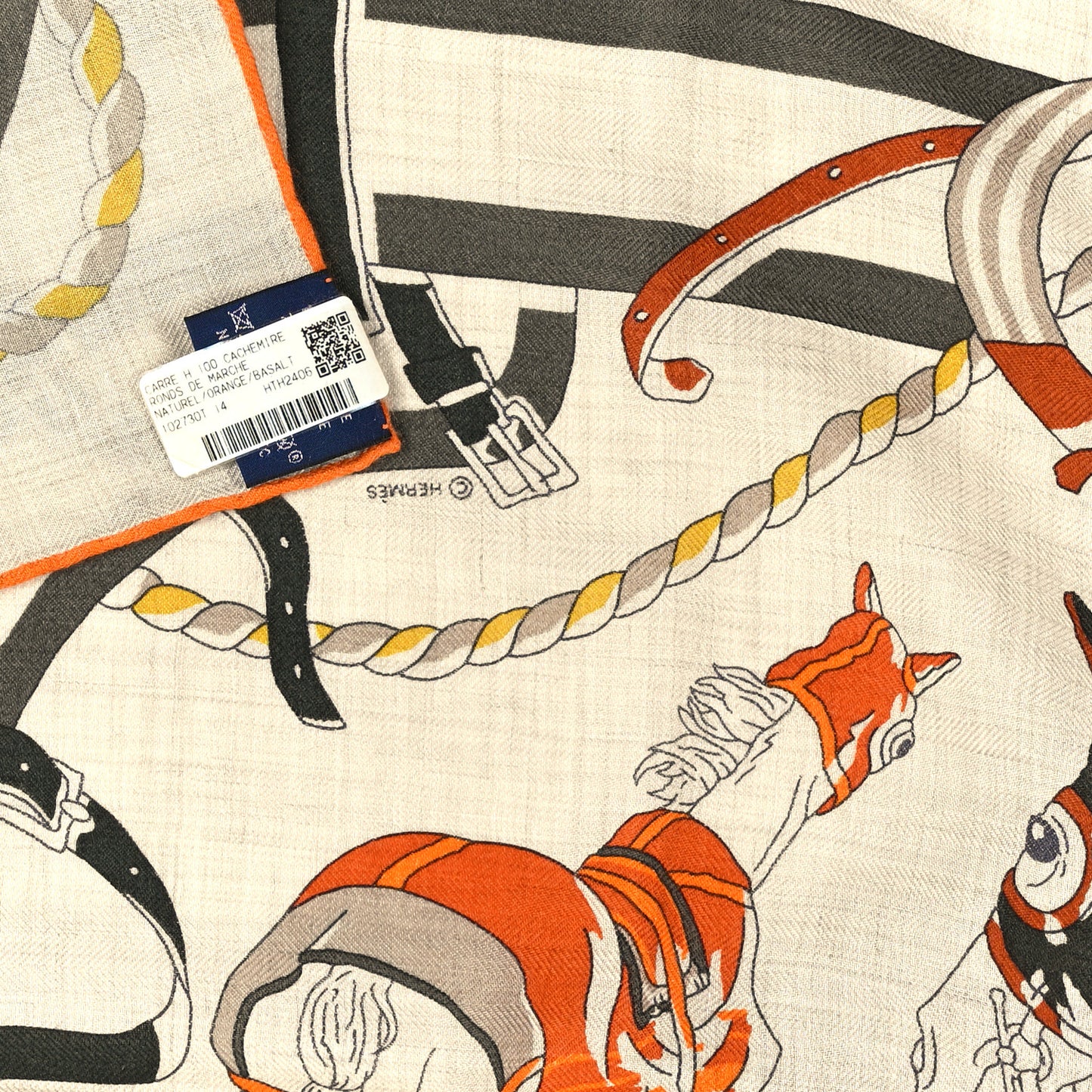 Cashmere Silk Rounds De Marche Scarf 100 Naturel Orange Basalte