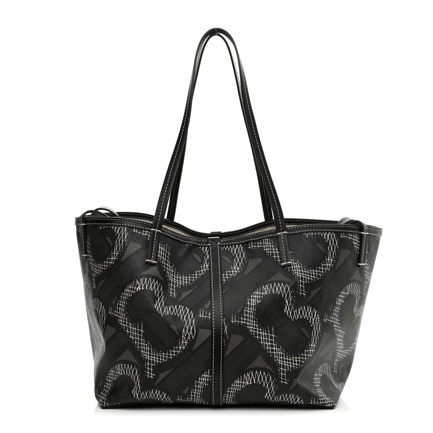 E Canvas Calfskin Summer Tote Graphite