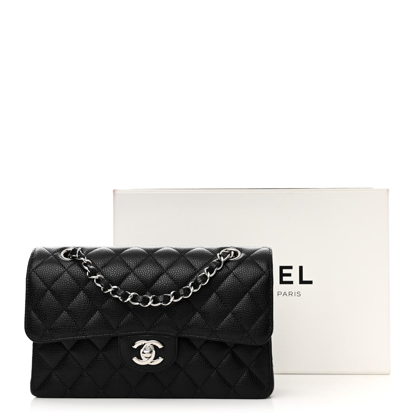 Caviar Quilted Small Double Flap Black