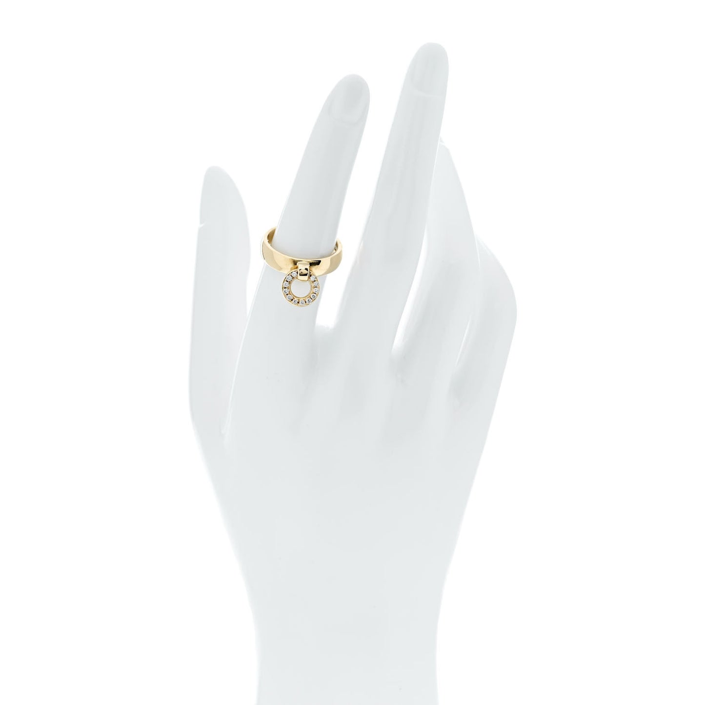 18K Yellow Gold Diamond Open Circle Charm Ring 53 6.25