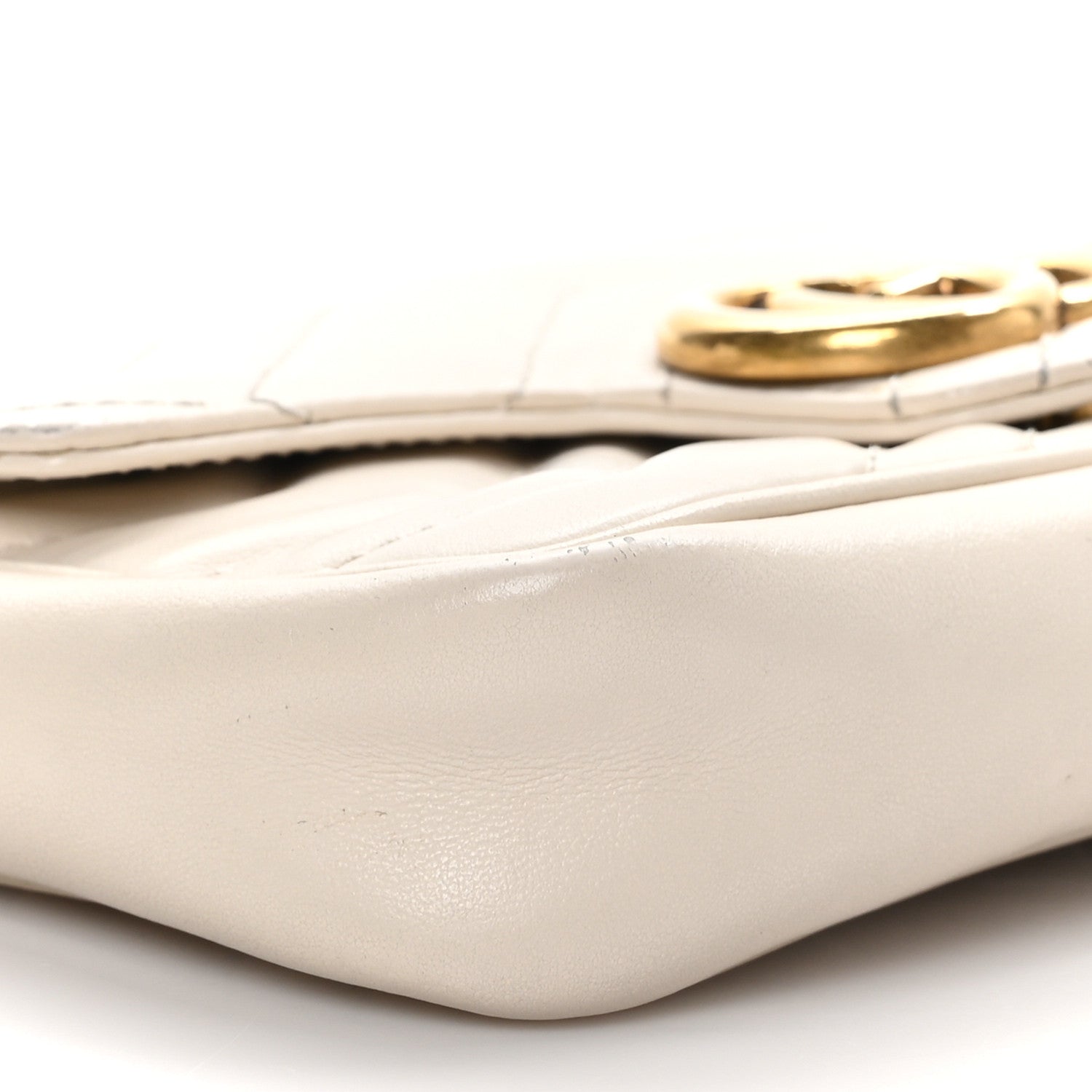 Gucci Calfskin Matelasse Super Mini GG Marmont Shoulder Bag White 8 of 12