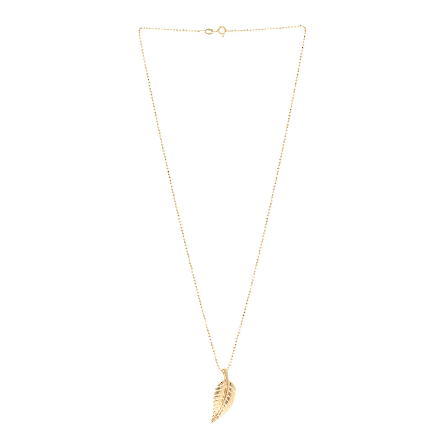 18K Yellow Gold Small Leaf Necklace