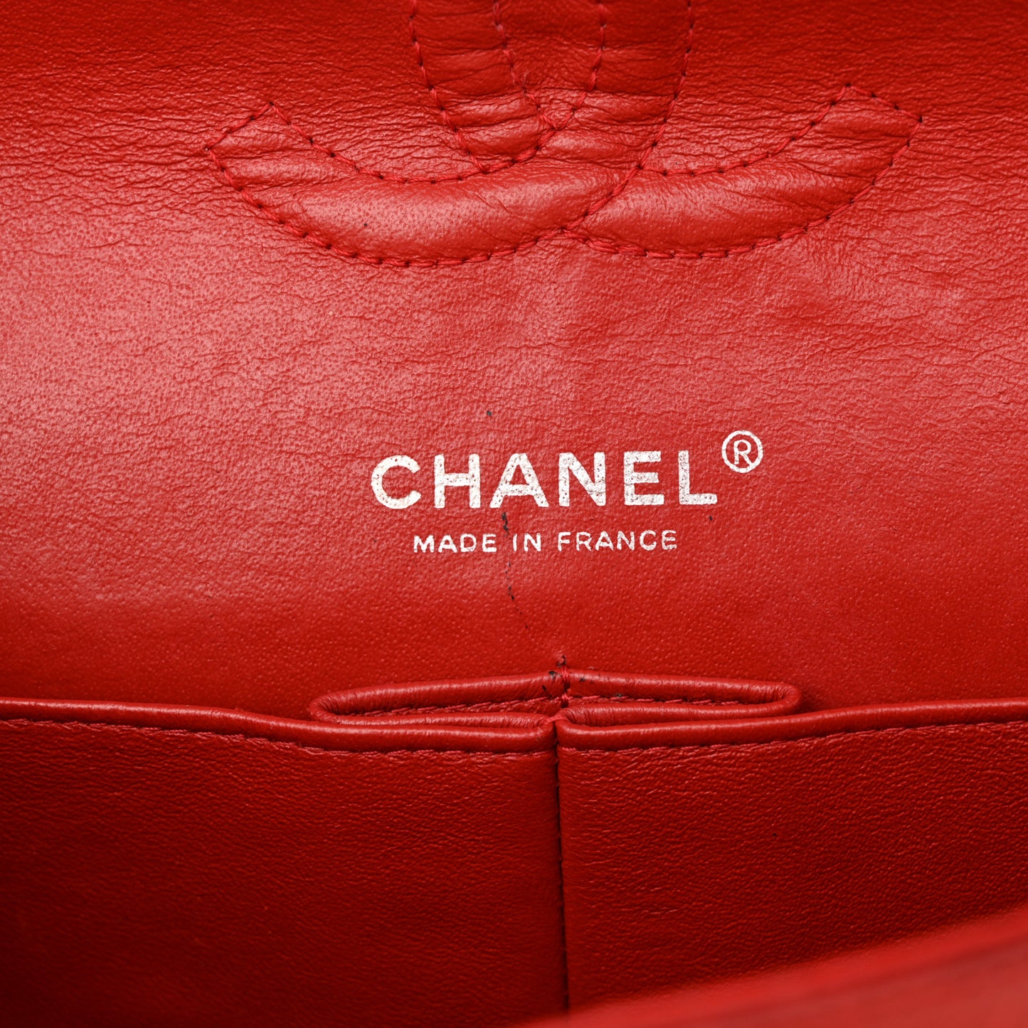 Lambskin Quilted Medium Double Flap Red