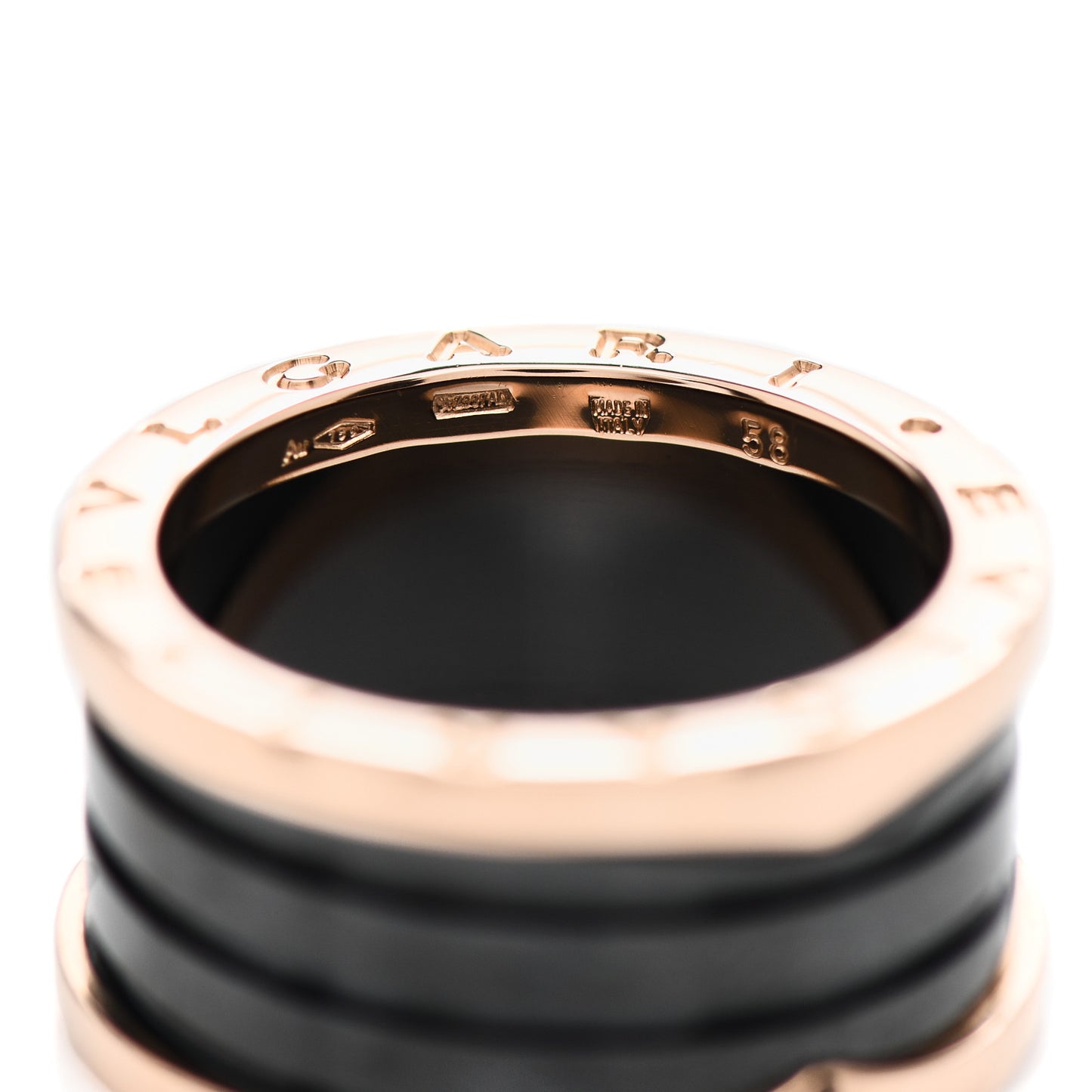 18K Rose Gold Black Ceramic B.Zero1 Four-Band Ring 58 8.25