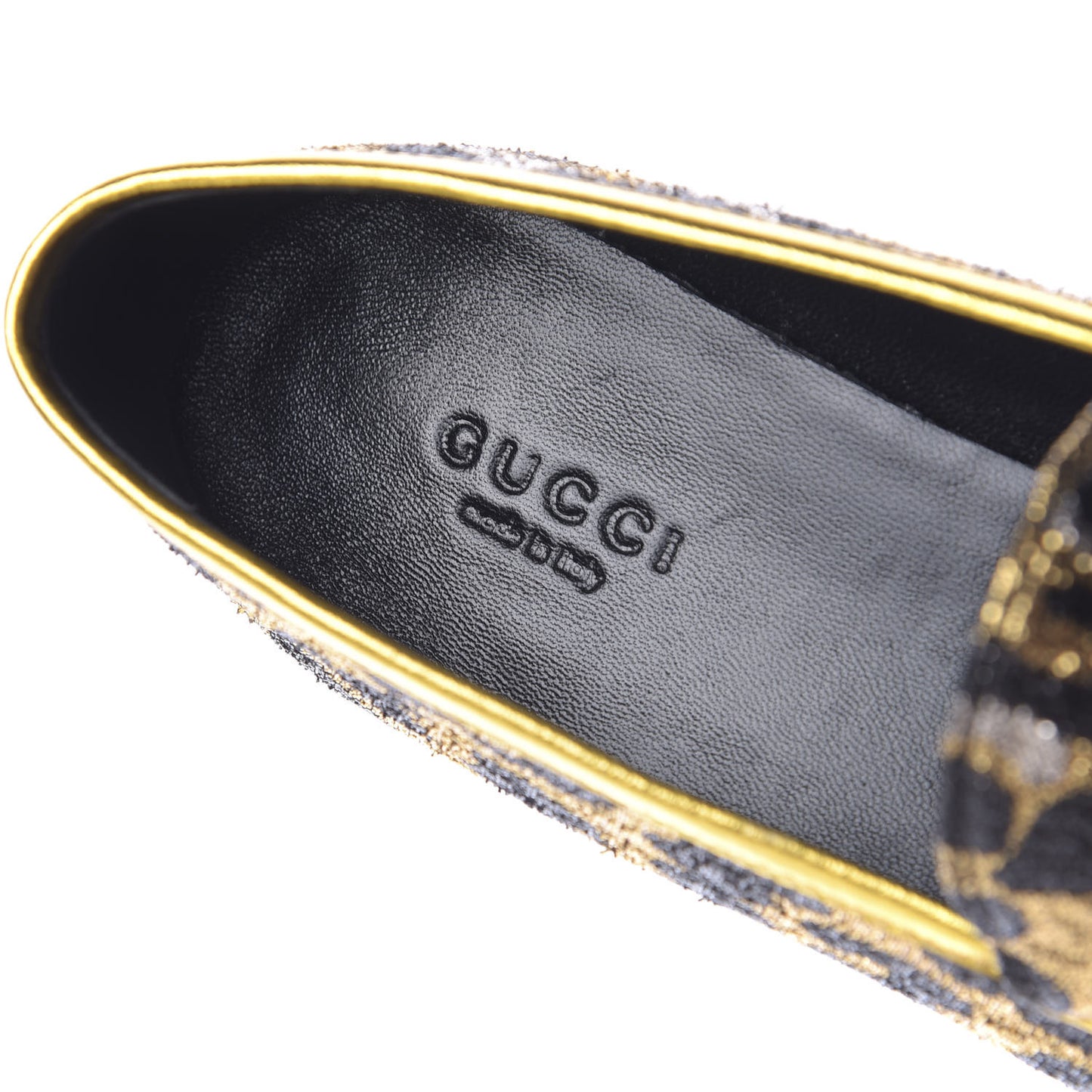 Jacquard Leopard Print Horsebit Womens Jordaan Loafers 36 Gold