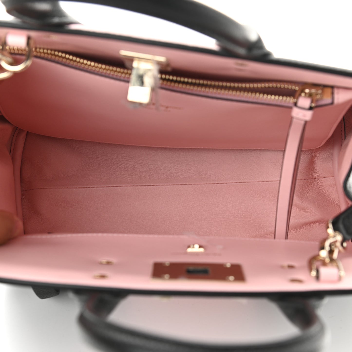 Calfskin Studio Top Handle Bag Black Pink