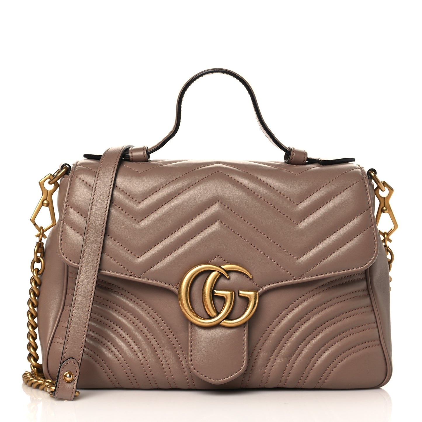 Calfskin Matelasse Small GG Marmont Top Handle Shoulder Bag Porcelain Rose