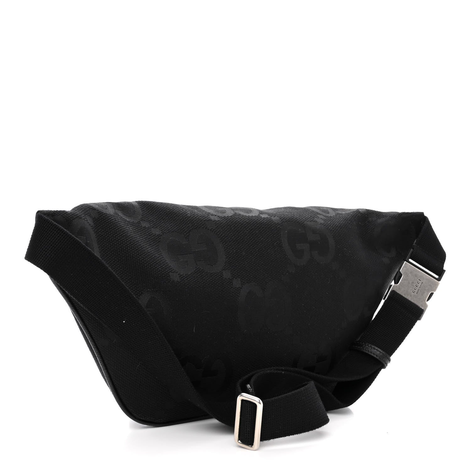 Gucci Monogram Jumbo GG Textured Dollar Calfskin Web Belt Bag Black 3 of 10