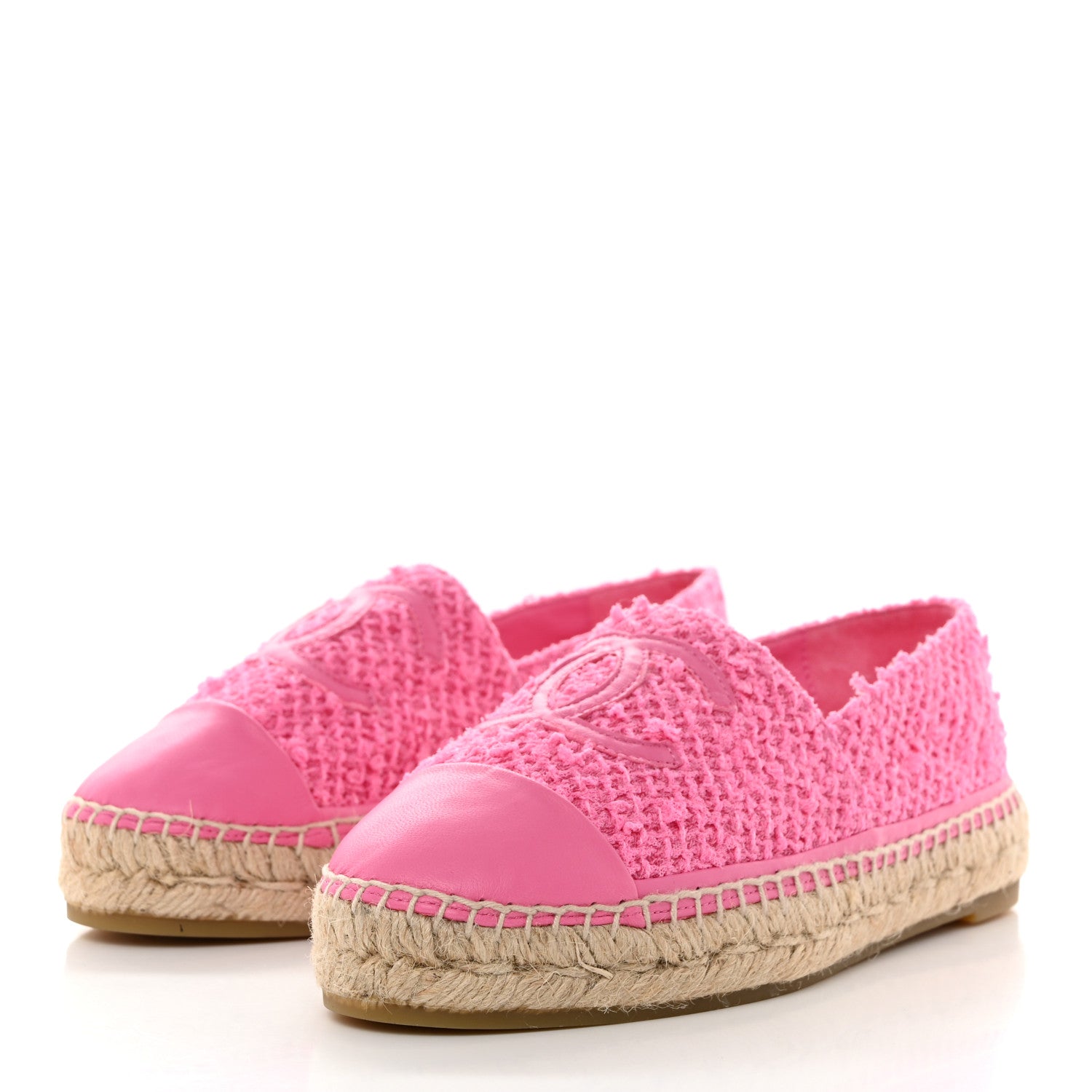 Chanel Tweed Lambskin CC Espadrilles 38 Hot Pink 3 of 9