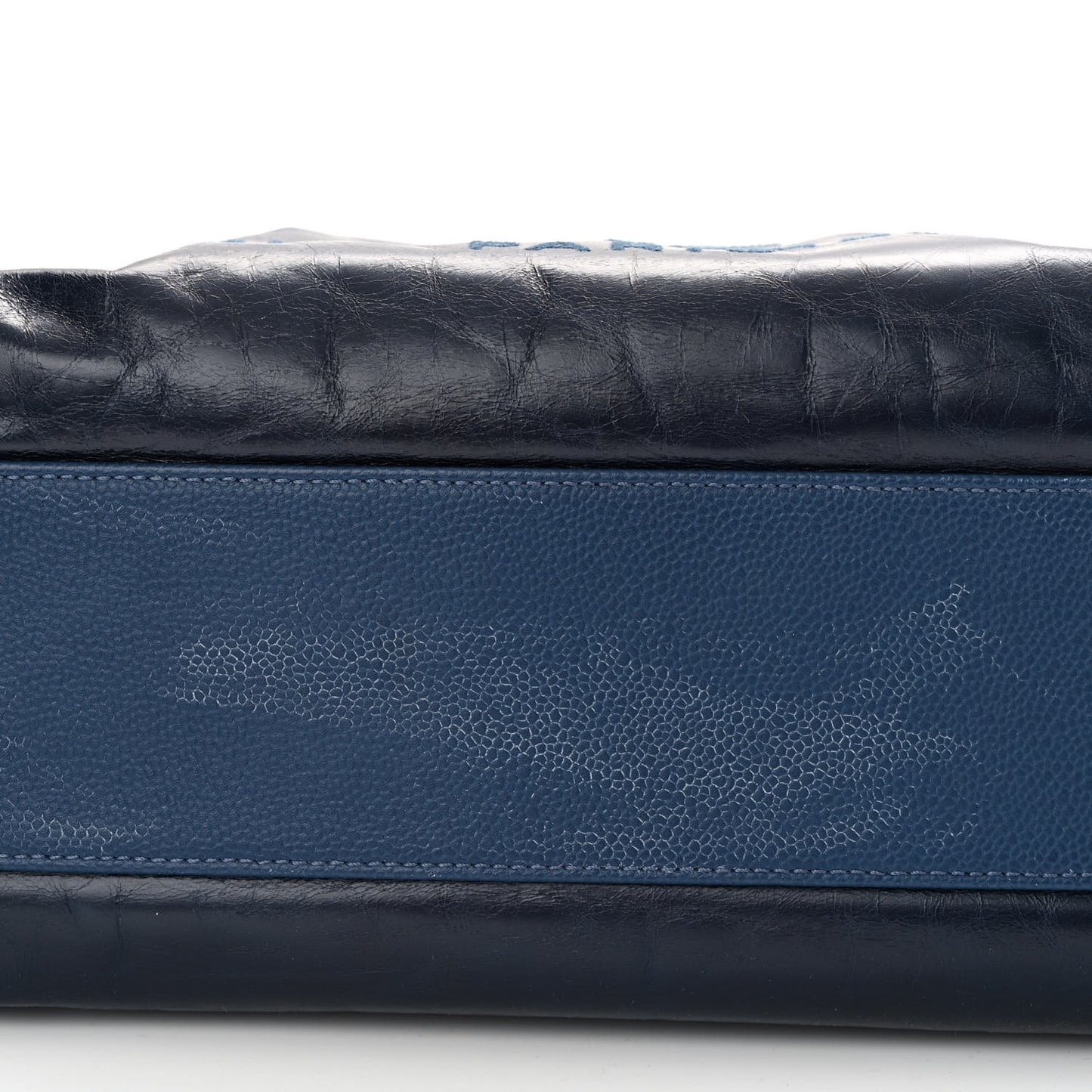Glazed Calfskin Small Deauville Tote Blue