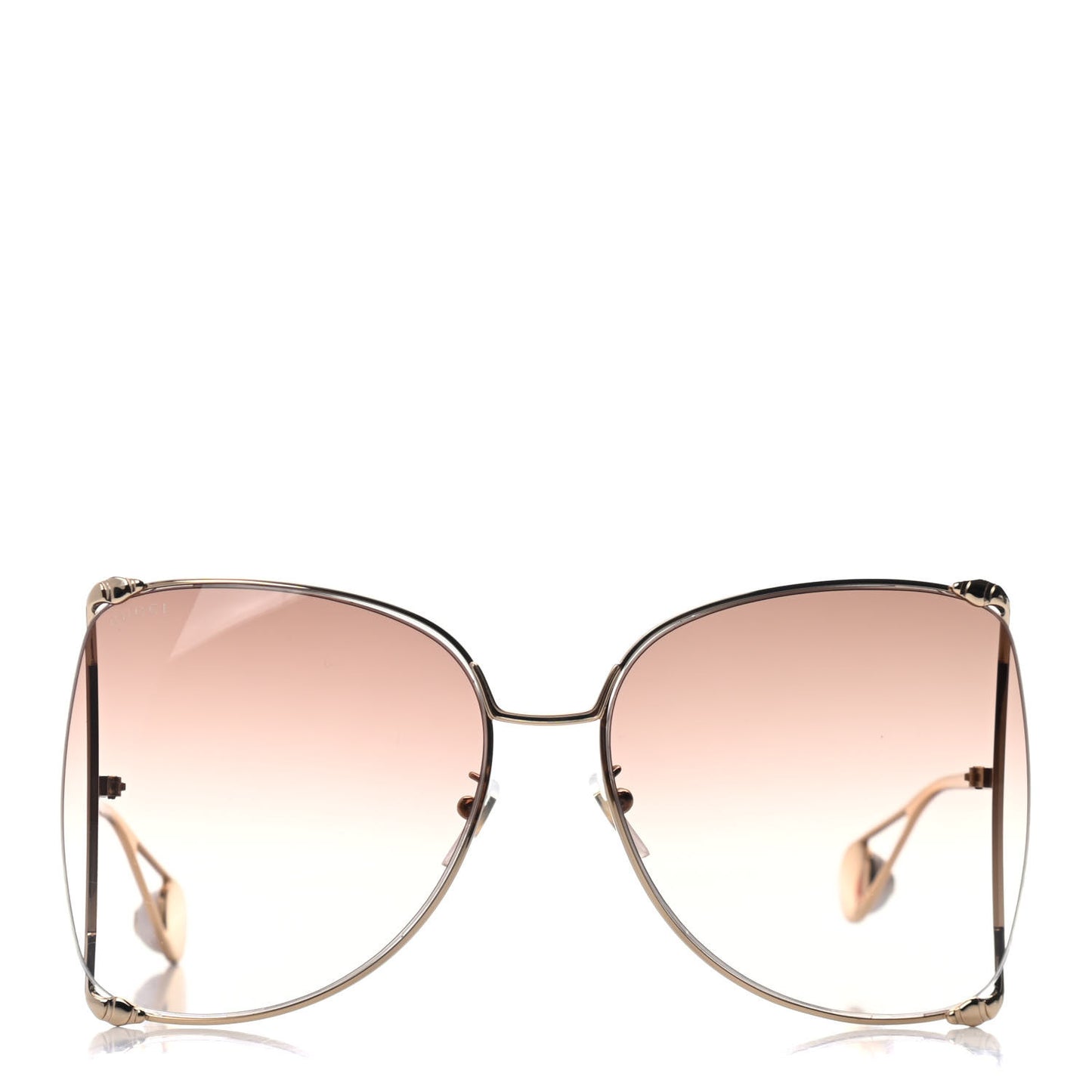 Oversized Round Sunglasses GG0252S Gold Brown