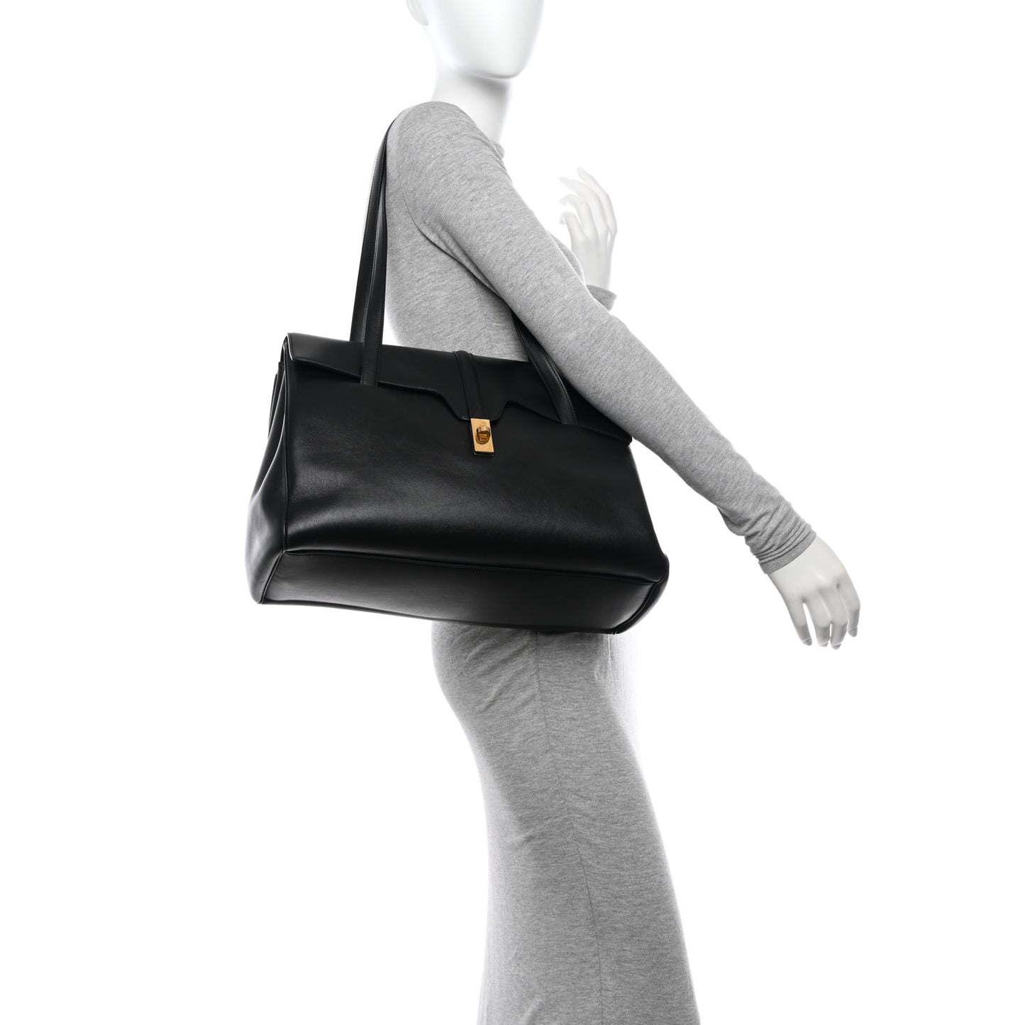 Grained Calfskin Large Soft 16 Bag Black