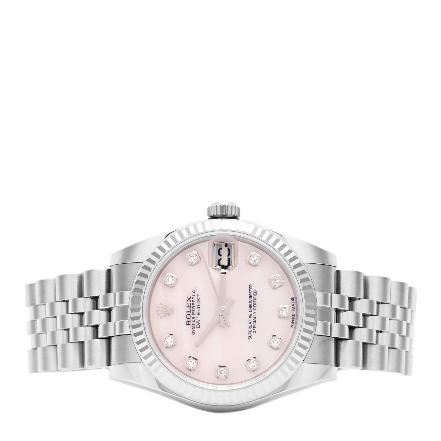 Stainless Steel 18K White Gold Diamond Pink Mother of Pearl 31mm Oyster Perpetual Datejust Watch 178274
