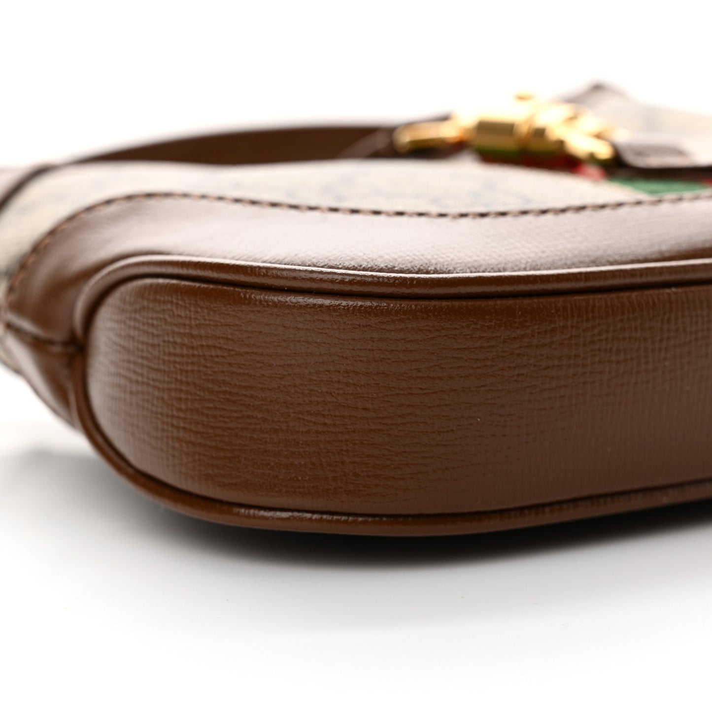 GG Supreme Monogram Azalea Calfskin Web Mini Jackie 1961 Hobo Beige Ebony Brown Sugar