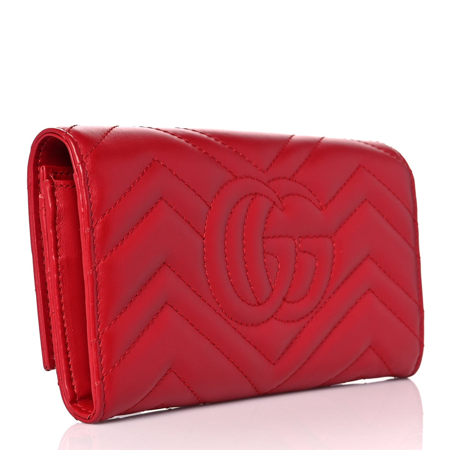 Calfskin Matelasse GG Marmont Continental Wallet Hibiscus Red