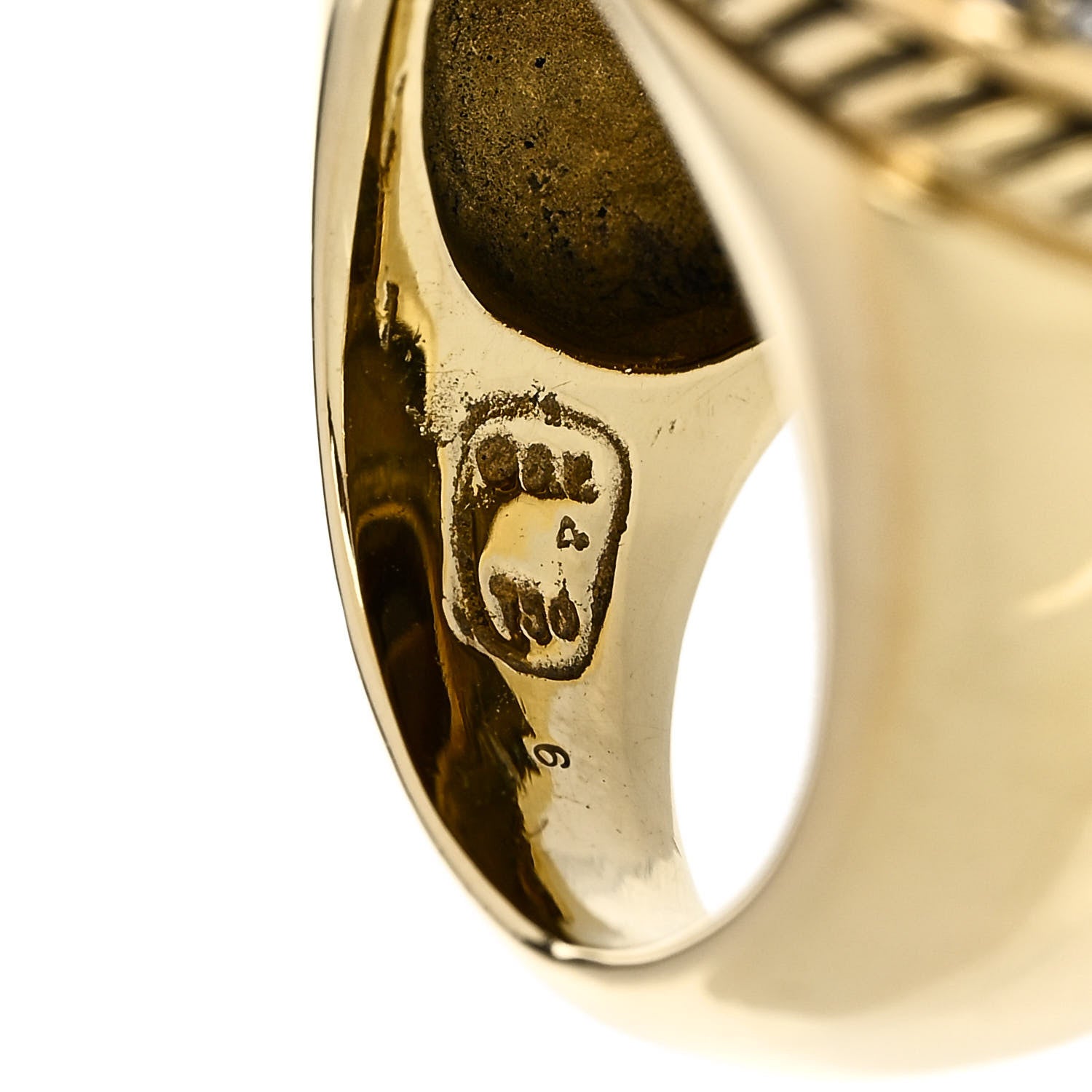 David Yurman 18K Yellow Gold Diamond Tigers Eye 20mm Albion Ring 53 6.5 5 of 5