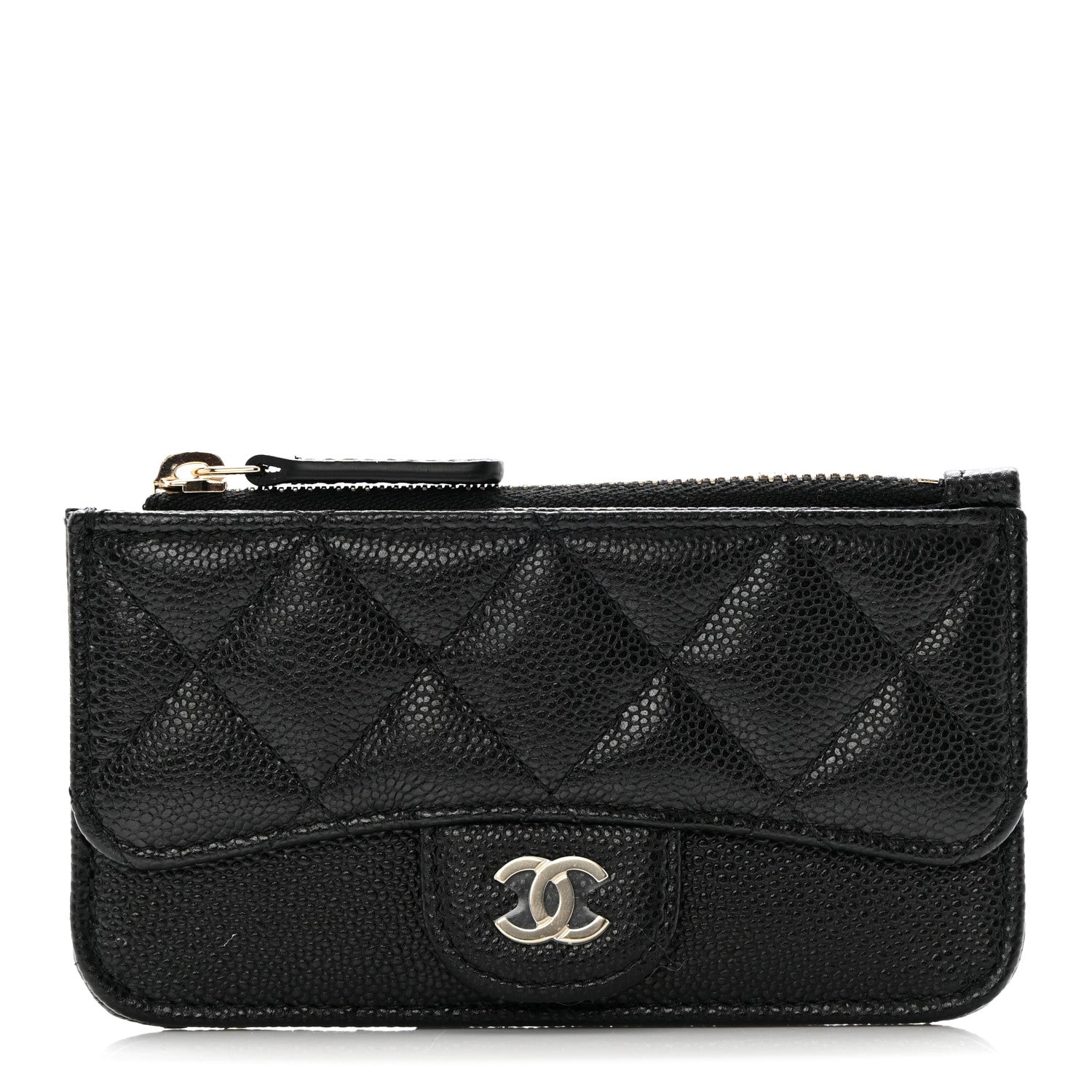 Chanel Caviar Quilted Flap Zip Card Holder Black 1 of 8