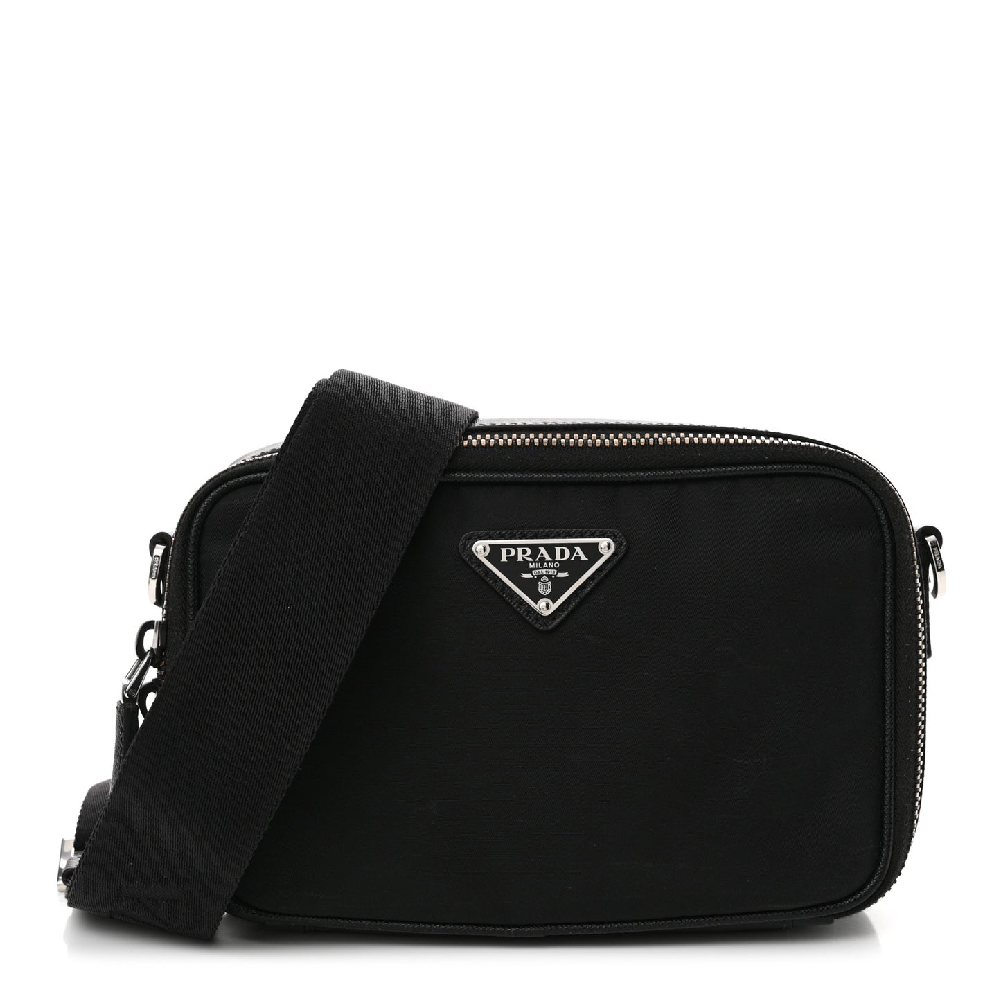Re-Nylon Saffiano Travel Brique Crossbody Bag Black