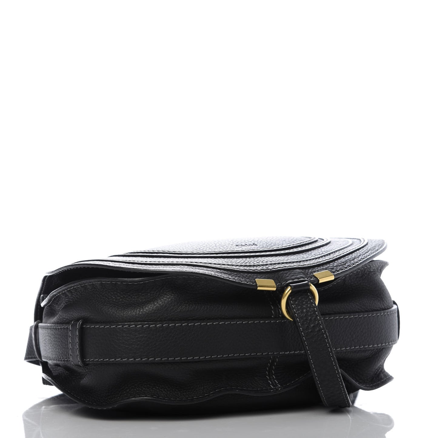 Calfskin Medium Marcie Round Crossbody Bag Black